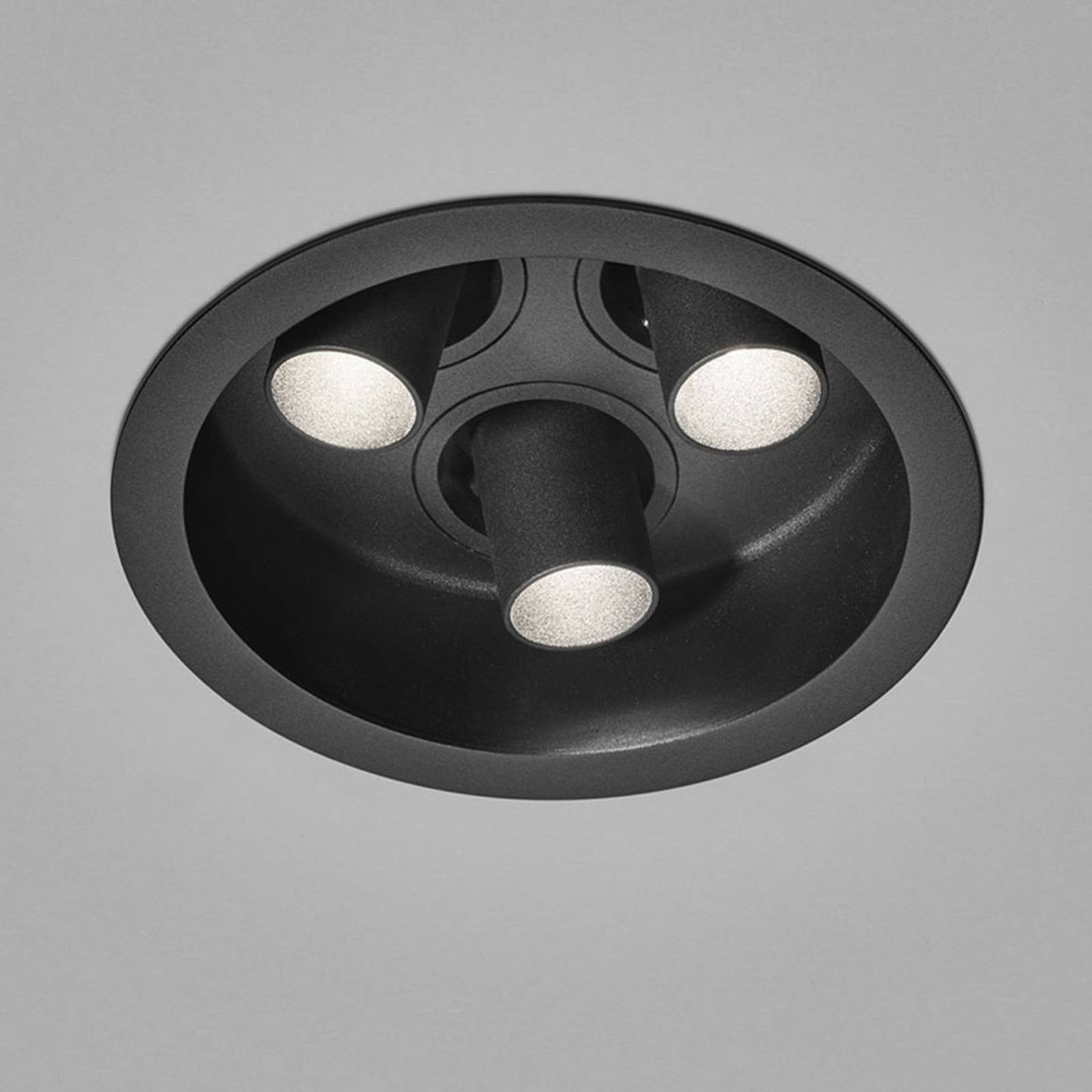 Helestra Run LED inbouwspot 3-lamps, zwart/zwart