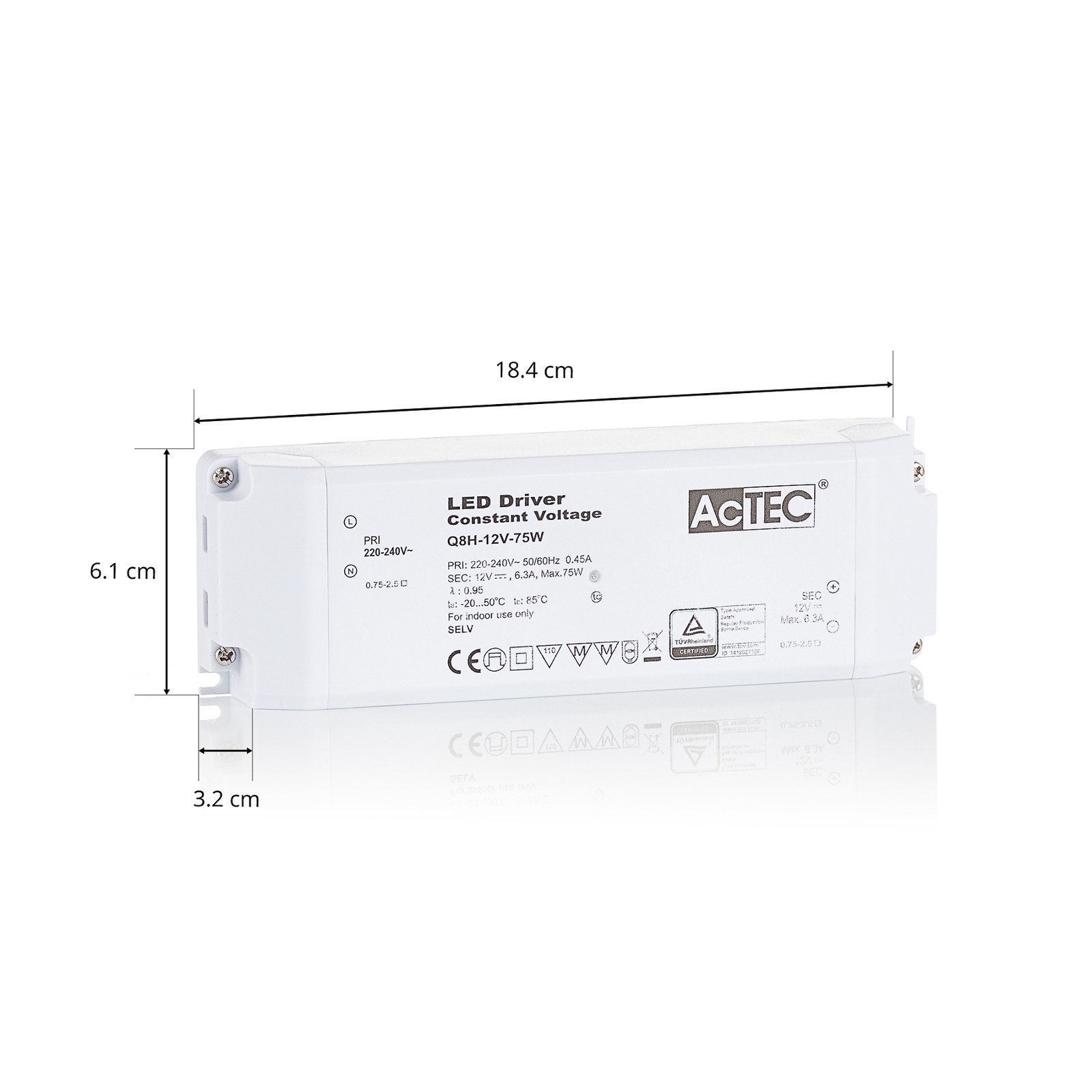 AcTEC Q8H transformador LED CV 12V, 75W