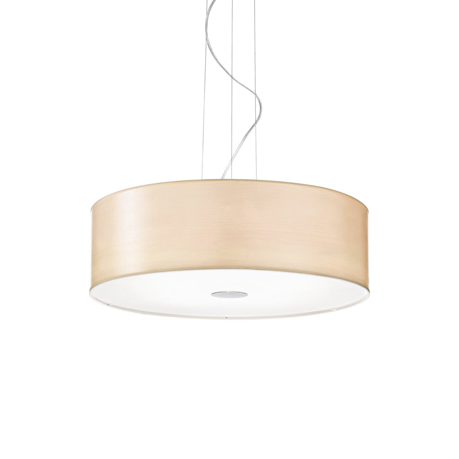 Hanglamp Ideal Lux Woody, houtdecor, glas, Ø 60 cm