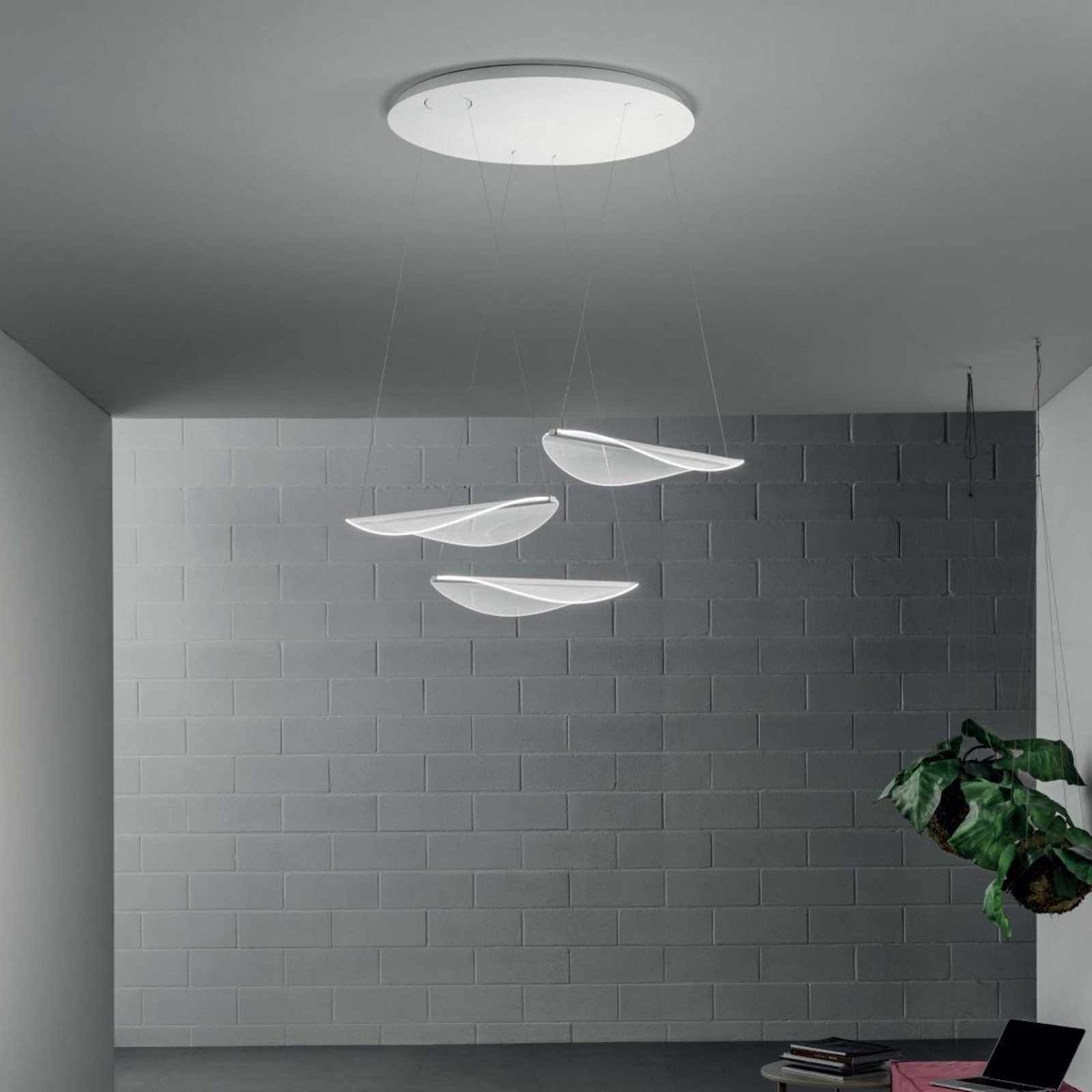 Stilnovo Diphy suspendată LED 3 becuri DALI-Push - Camera de zi / sufragerie - design - alb semnal (RAL 9003) - Metal