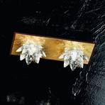 Stropna svetilka Fiore z zlatimi lističi in kristalom, 2-svetlobna