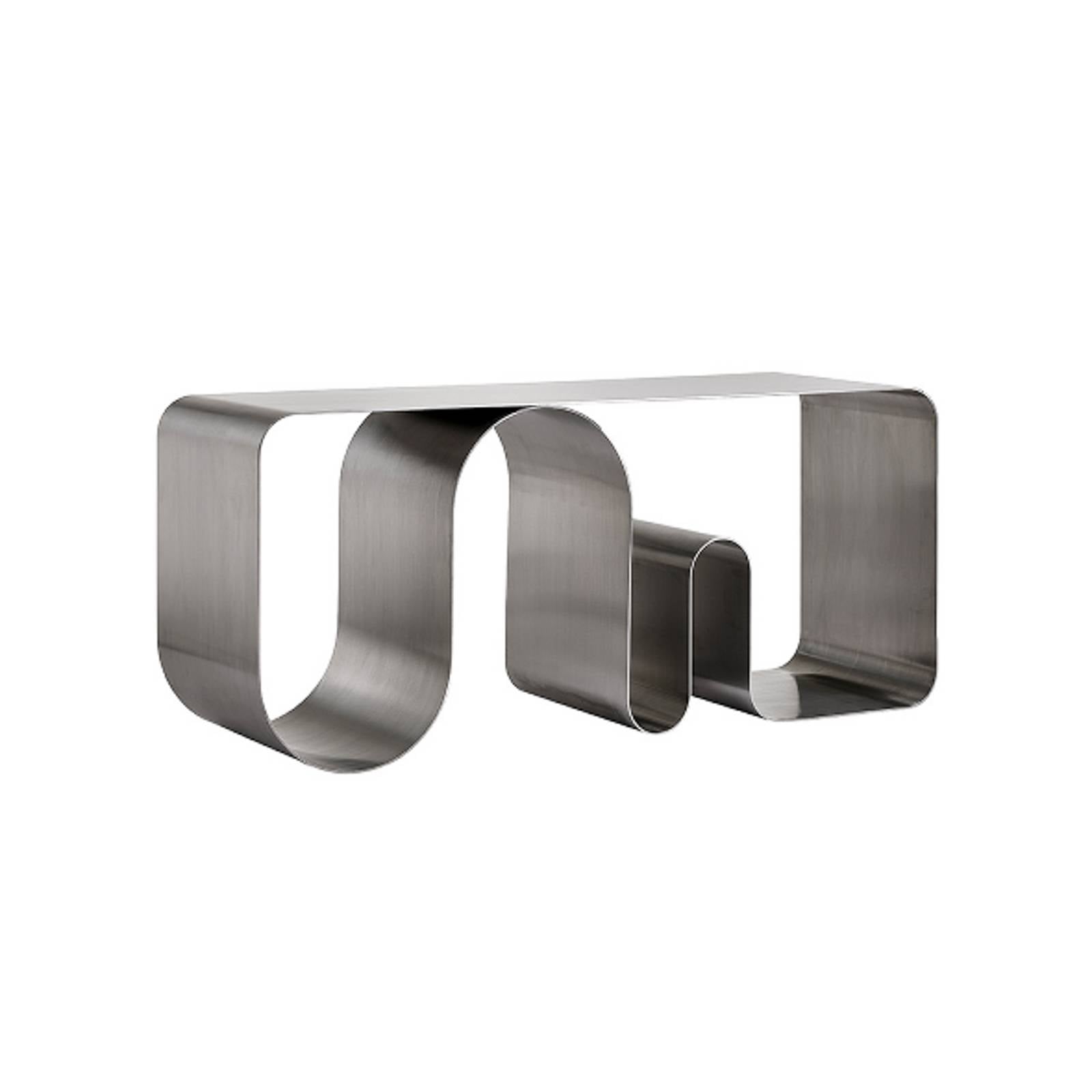 Sitzbank Curva Solid, silber, Länge 100cm, Edelstahl