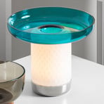 Artemide Bontà LED table lamp, turquoise dish