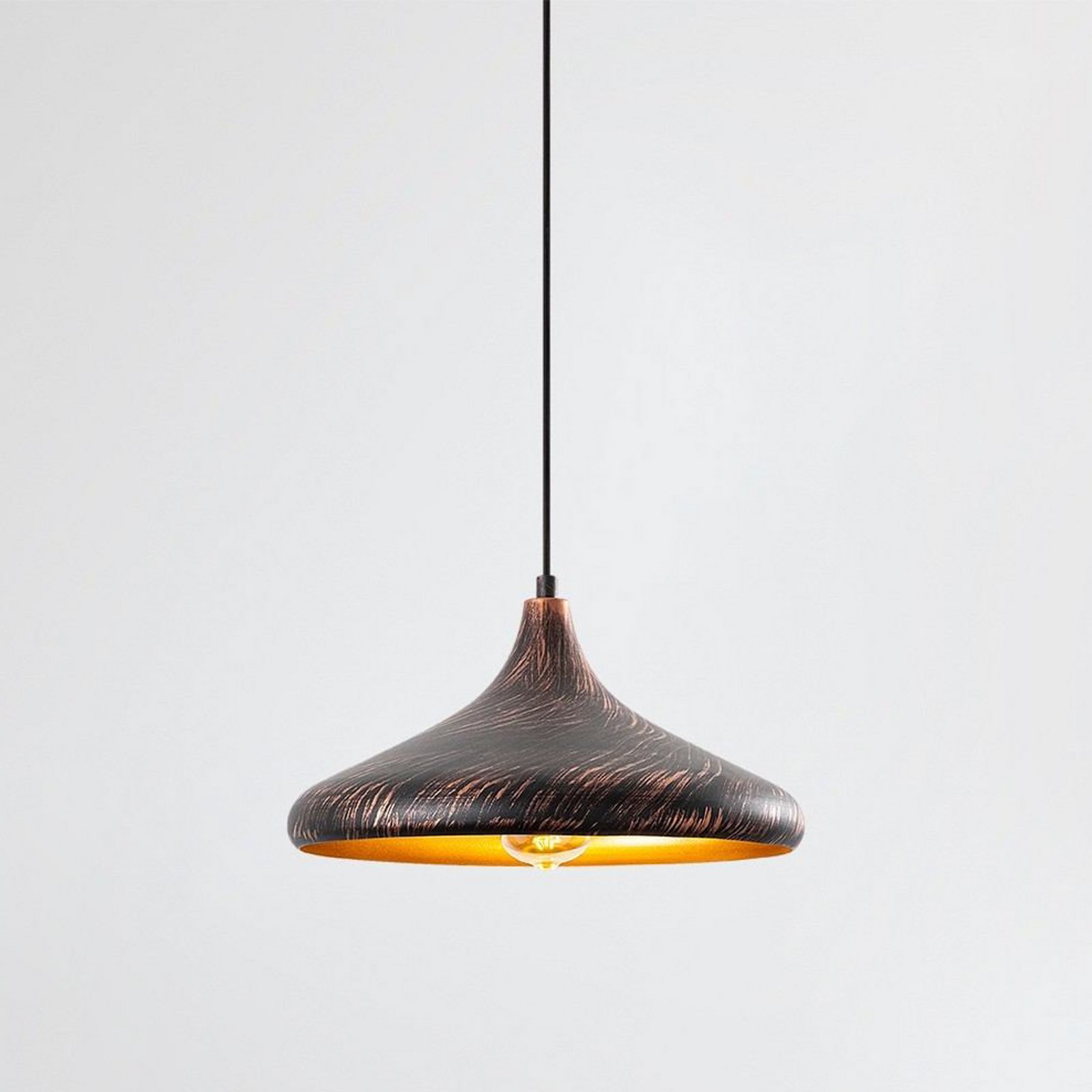 Hängeleuchte Barek, schwarz/gold, Ø 34 cm, Metall, E27