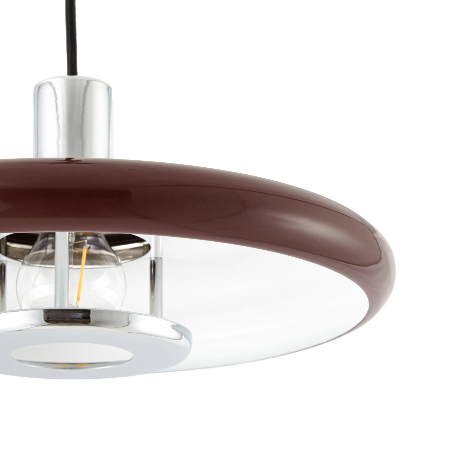 Lindby hanglamp Branford, retro, Ø 35 cm, bordeauxrood, metaal