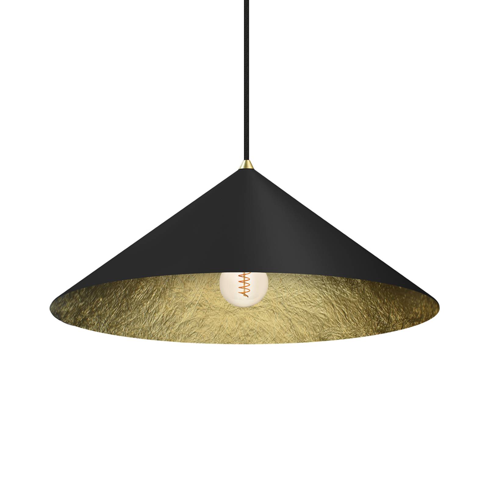 Lampa wisząca Fuji, włókno kompozytowe, kolor czarny/złoty, Ø 50 cm