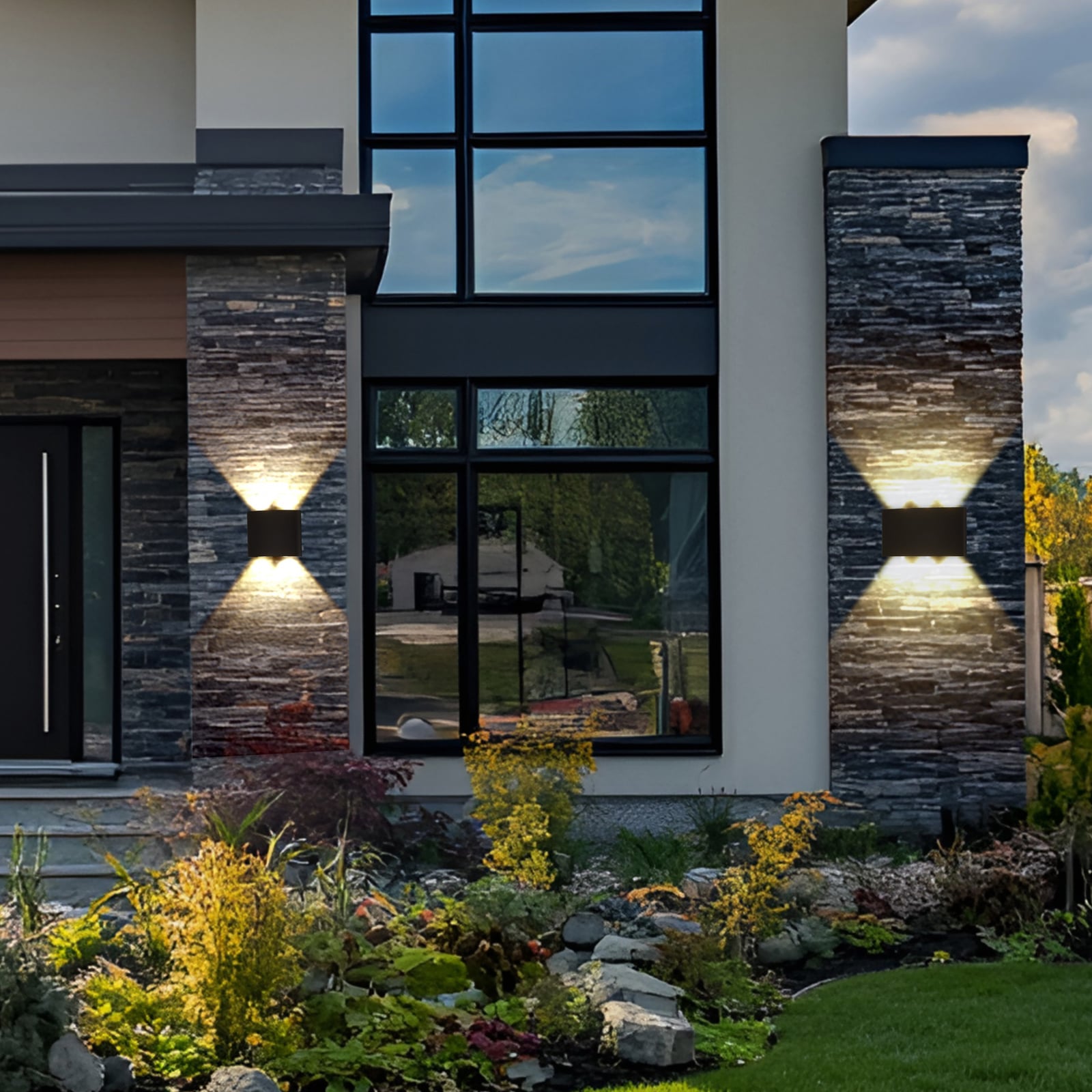 Applique da esterni LED Shadows, larghezza 12 cm, nera, metallo