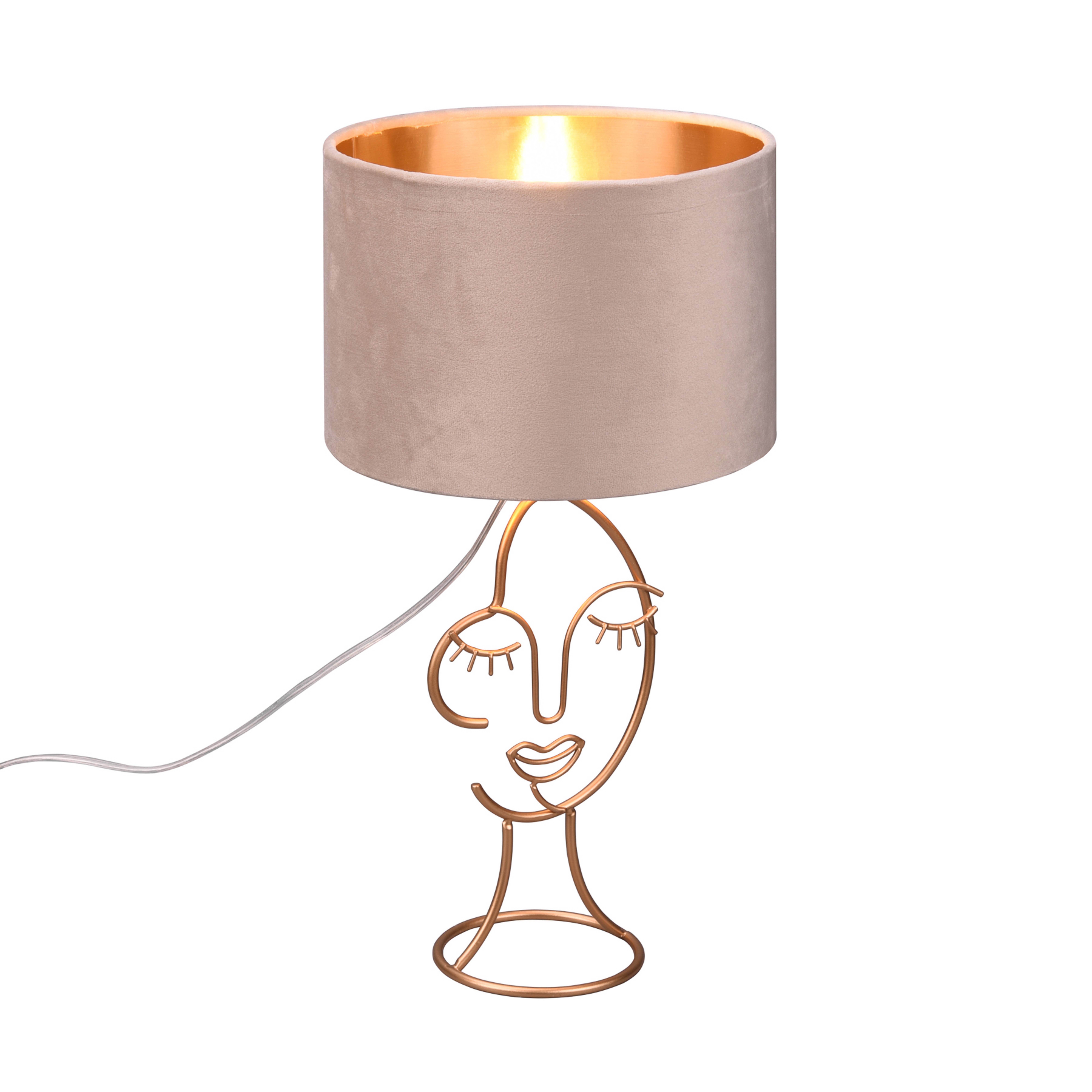 Lámpara de mesa Mary con diseño de cara, beige/oro