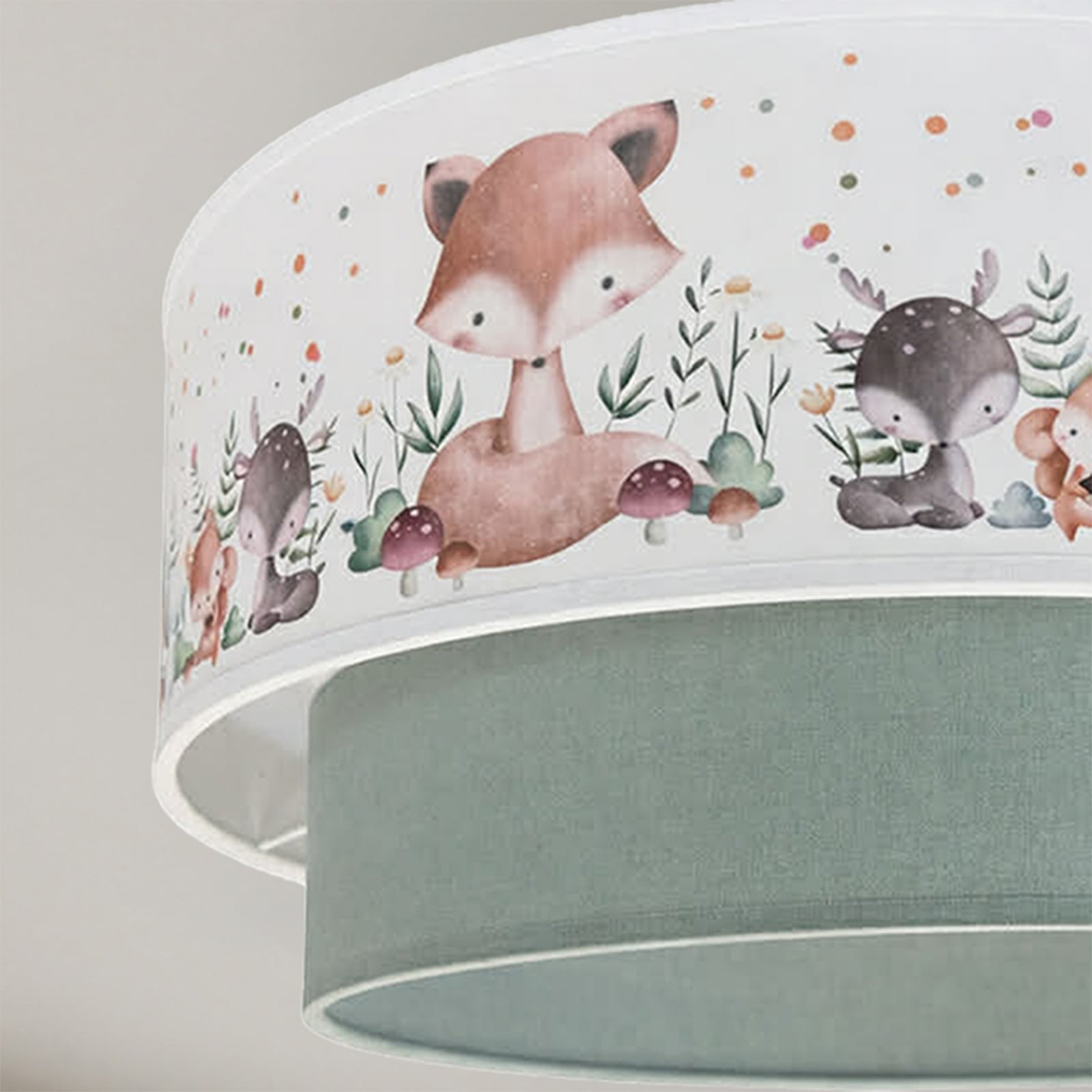 Plafonnier pour enfants Boho, vert sauge/multicolore, Ø 40 cm, en tissu, Duolla