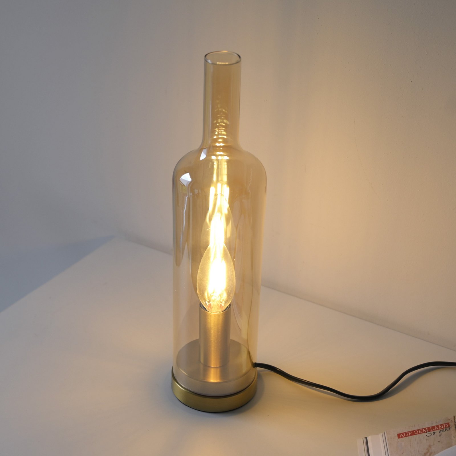 JUST LIGHT. tafellamp Bottle, amber, glas, E14