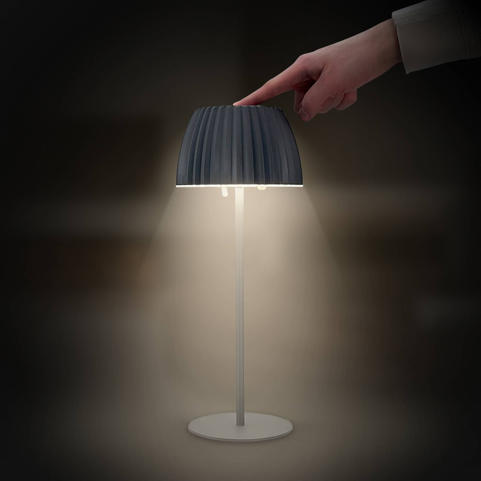 Lampa stołowa LED Brilo unplugged Riffle, 36 cm, antracytowa