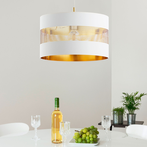 Lampa wisząca Tago, 1-punktowa, biała/złota