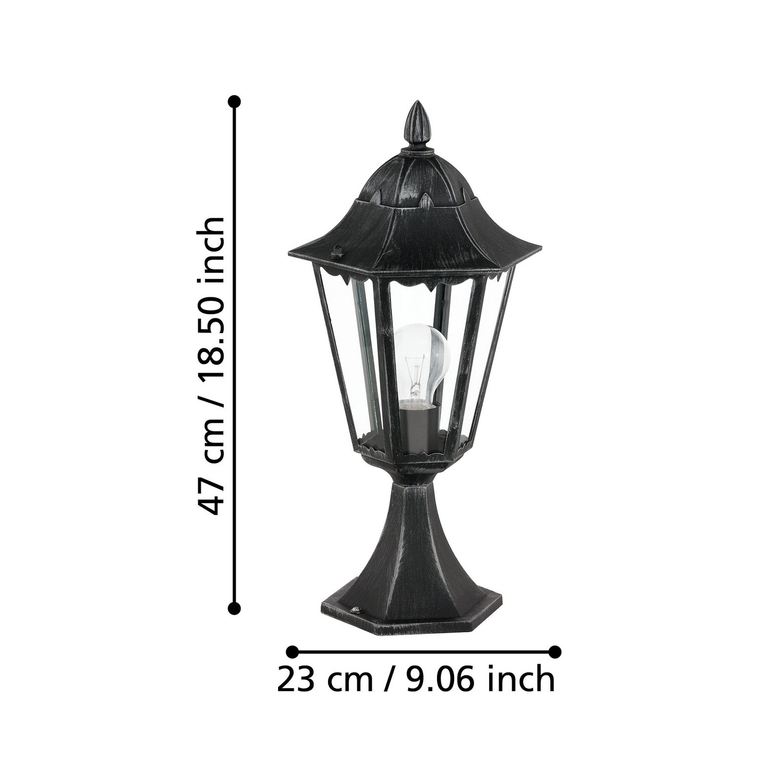 Sockellampe Navedo, schwarz/silber, Höhe 47 cm