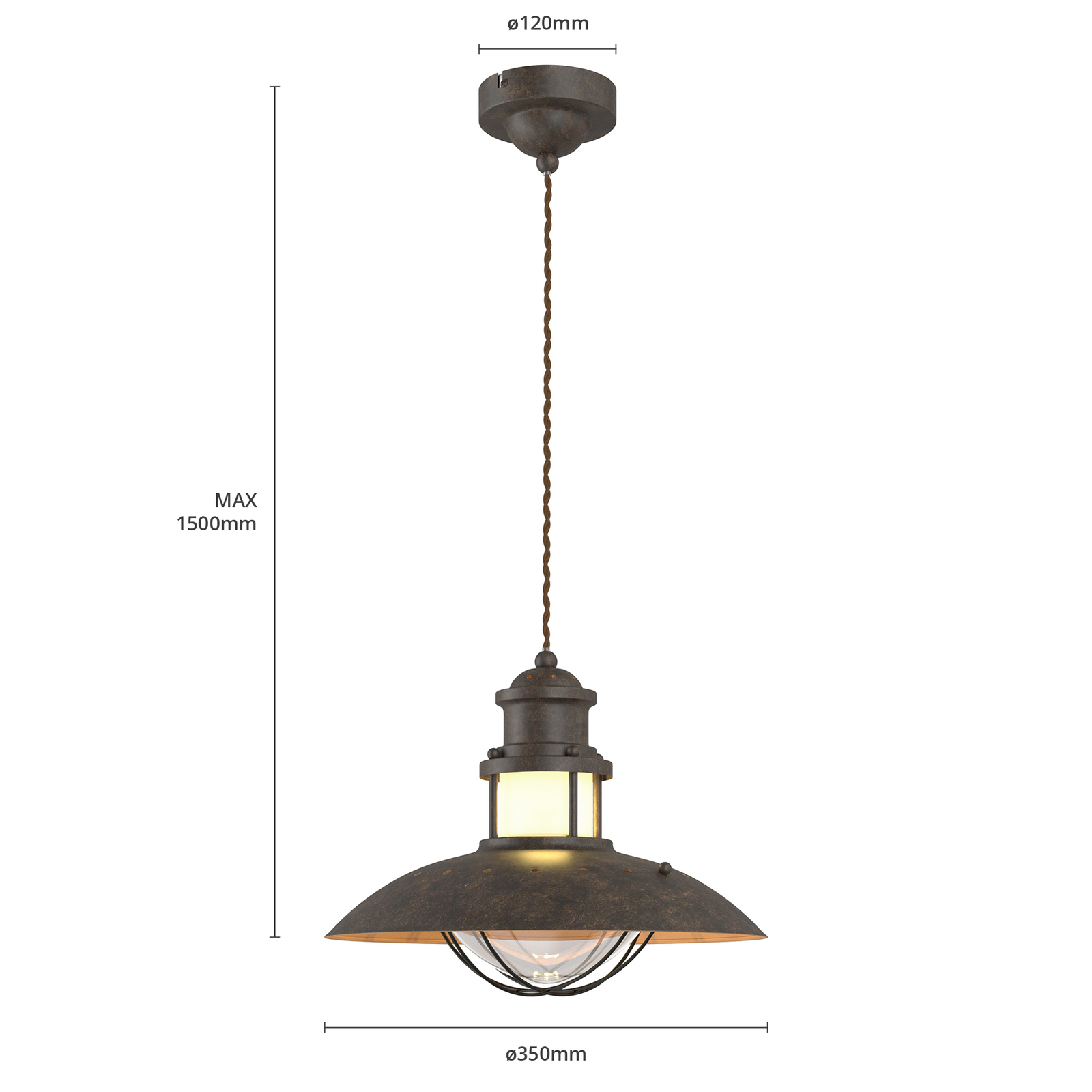 Rustic Louisanne pendant lamp in brown