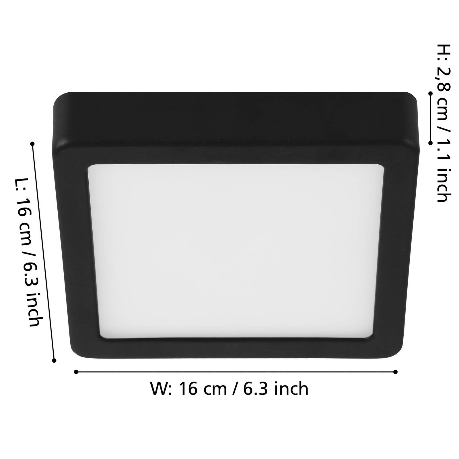  Eglo Eglo Led Surface-mounted Panel Fueva 5 Ip20 830 Black 16x16cm 