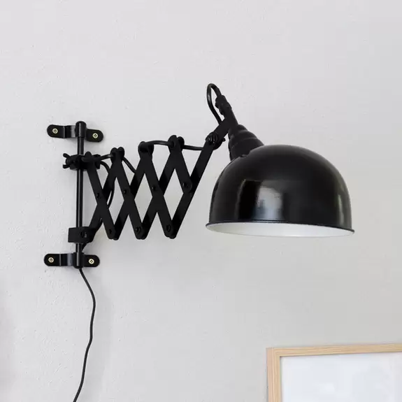 Lampenwelt Scherenlampe Yorkshire für die Wand, schwarz