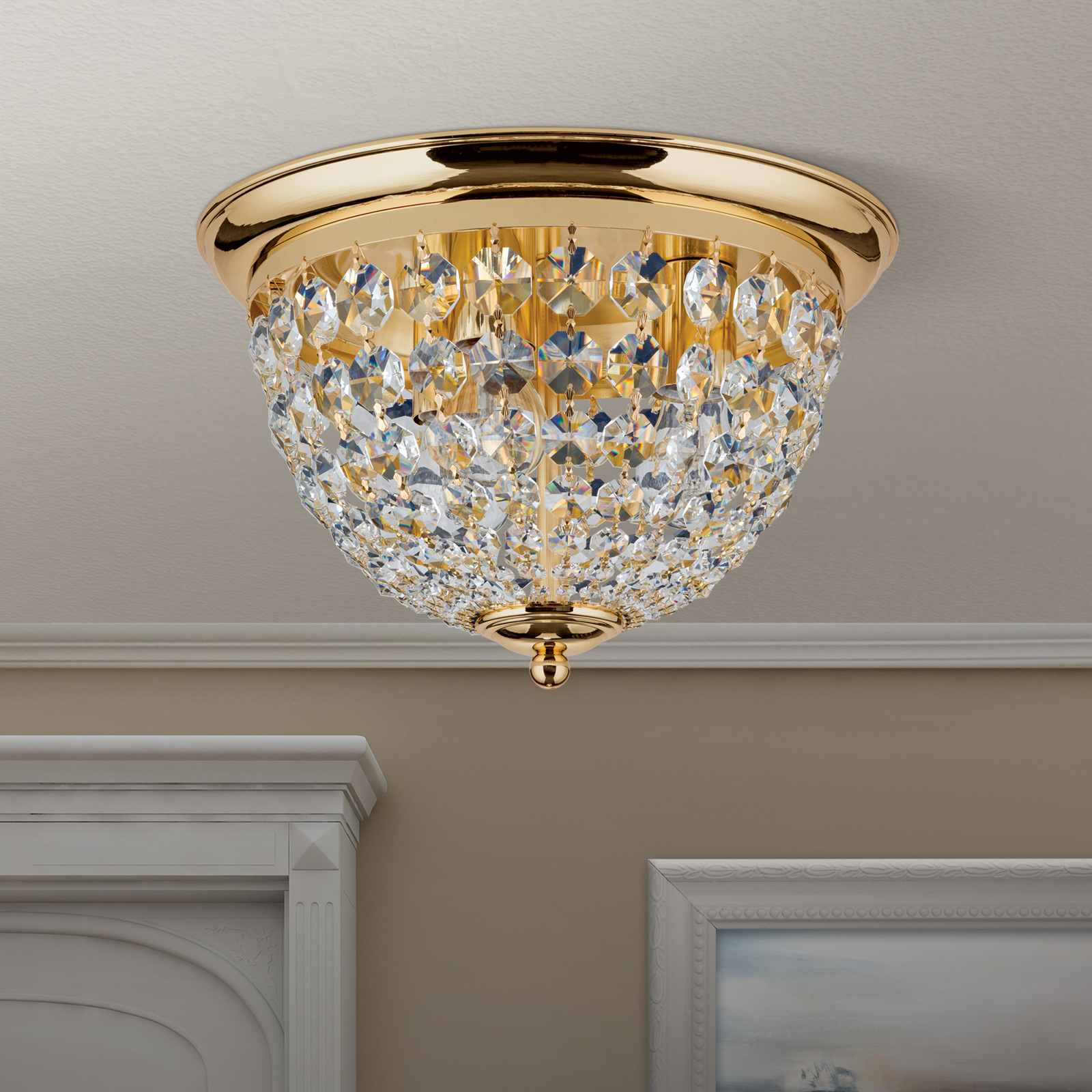 Taklampa Plafond, guld/transparent, Ø 35 cm