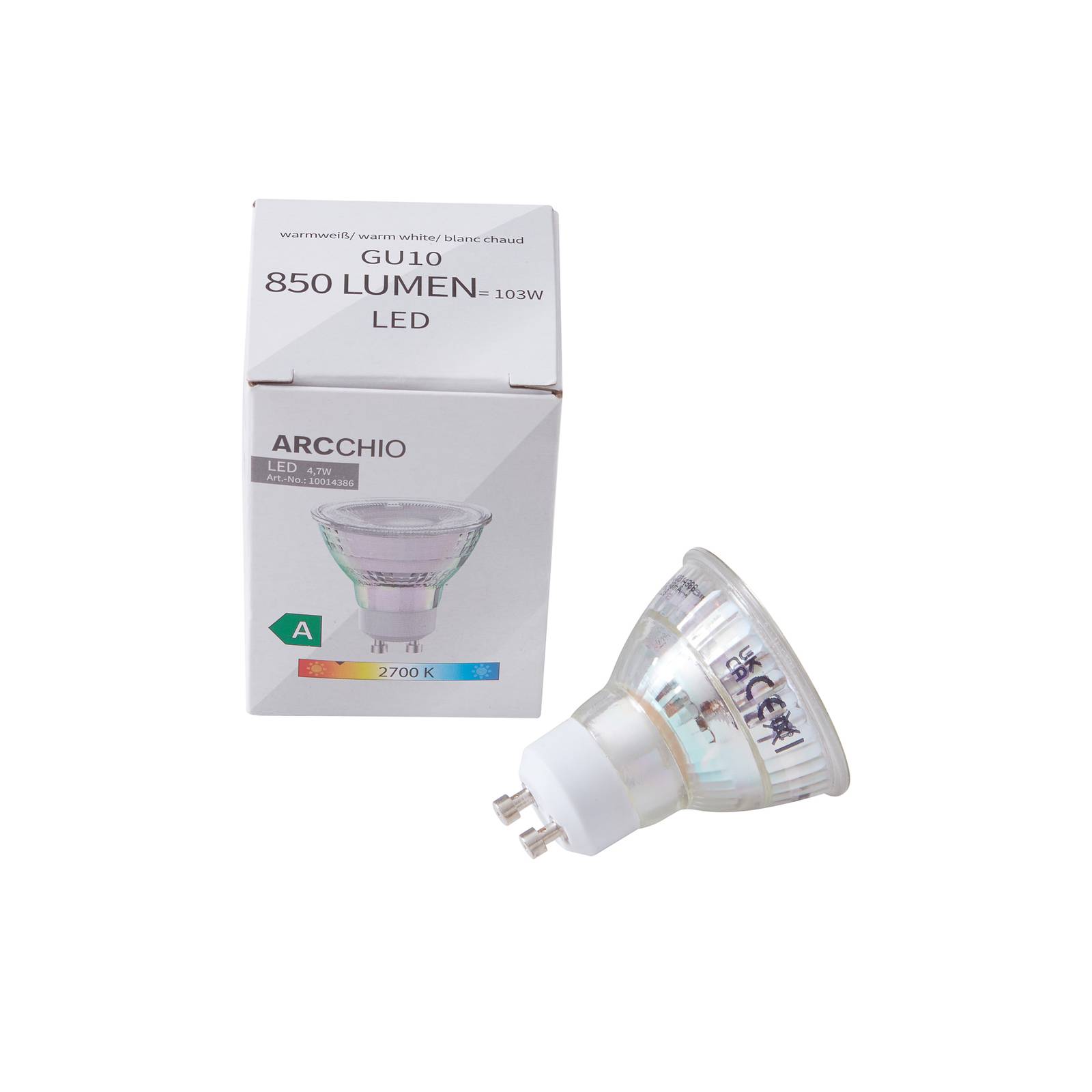 Żarówka LED Arcchio GU10 4,7W 2700K 850lm szklana zestaw 2 szt