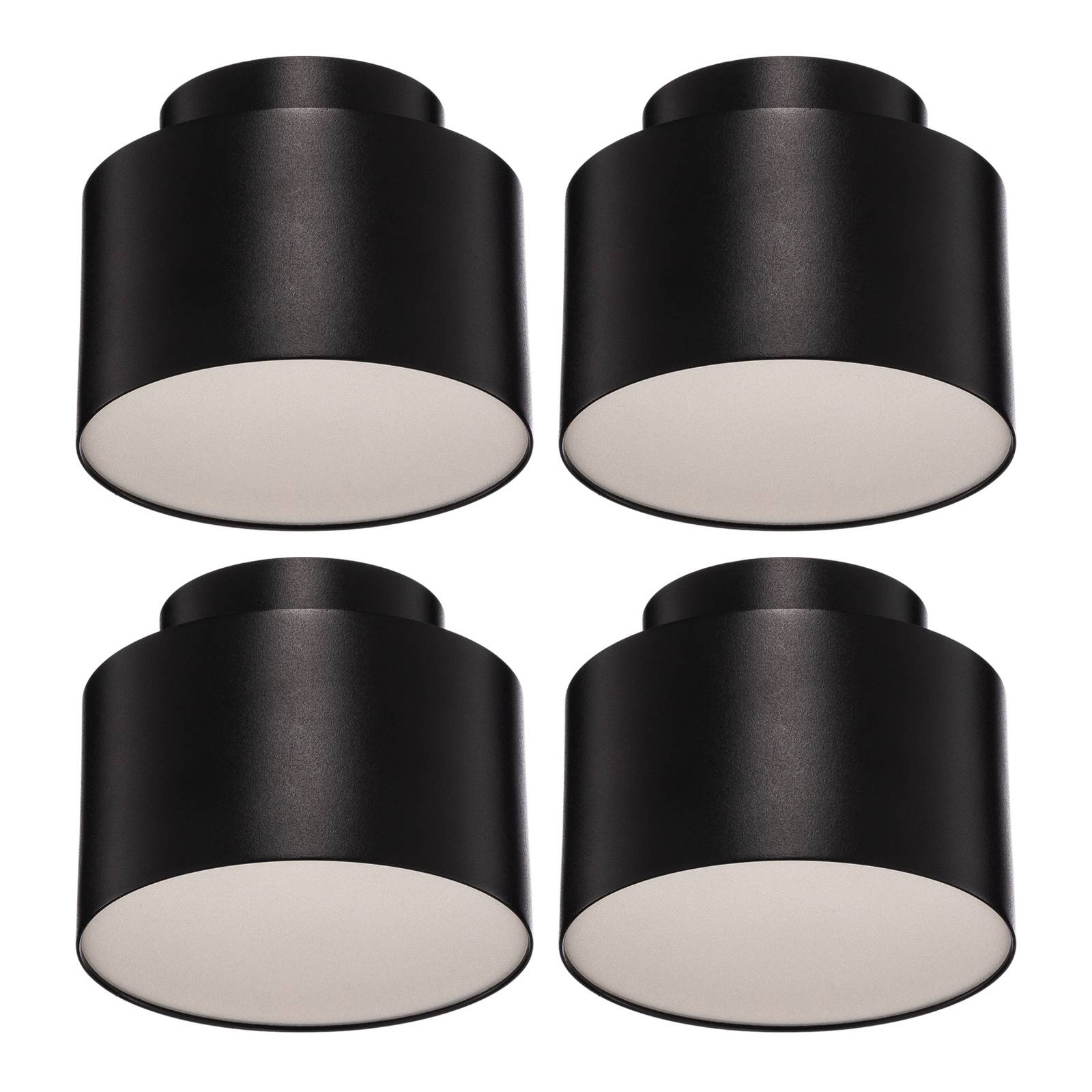 Lindby LED-spotlight Nivoria 11 x 8,8 cm svart set om 4