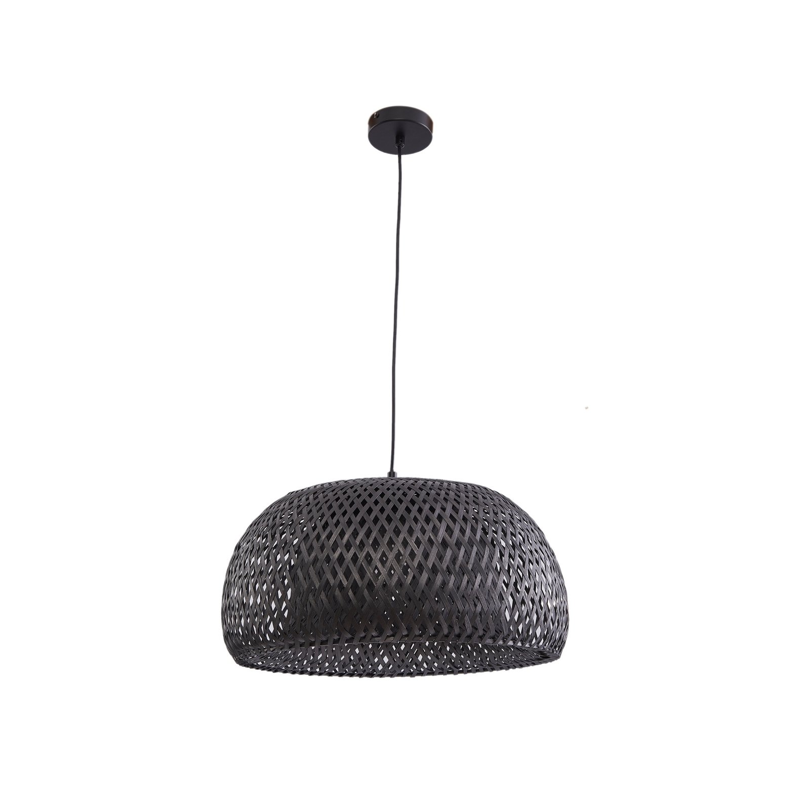 Lindby pendant light Eskil, black, bamboo, Ø 46.5 cm