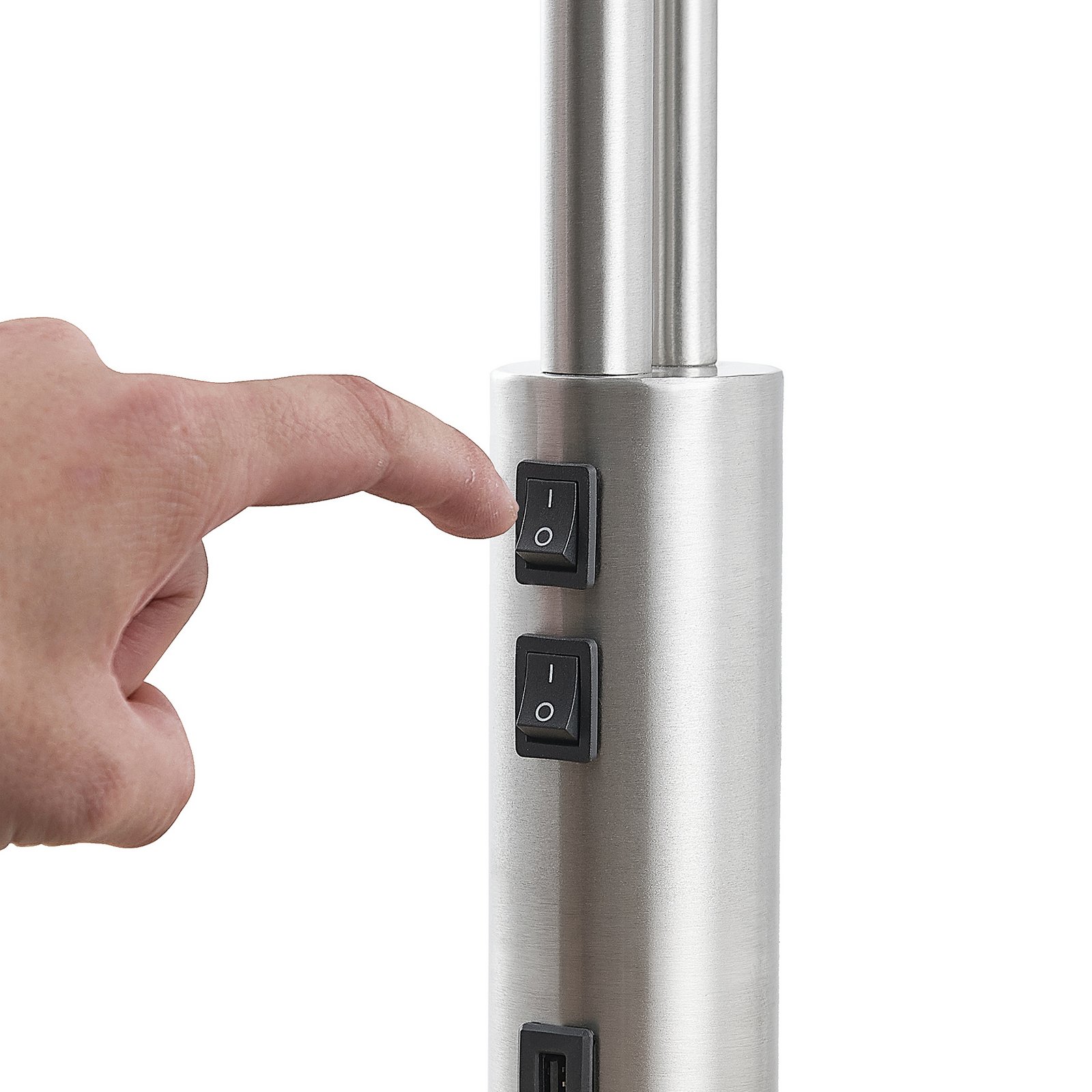 Aovan Gulvlampe w/USB Nickel - Lindby