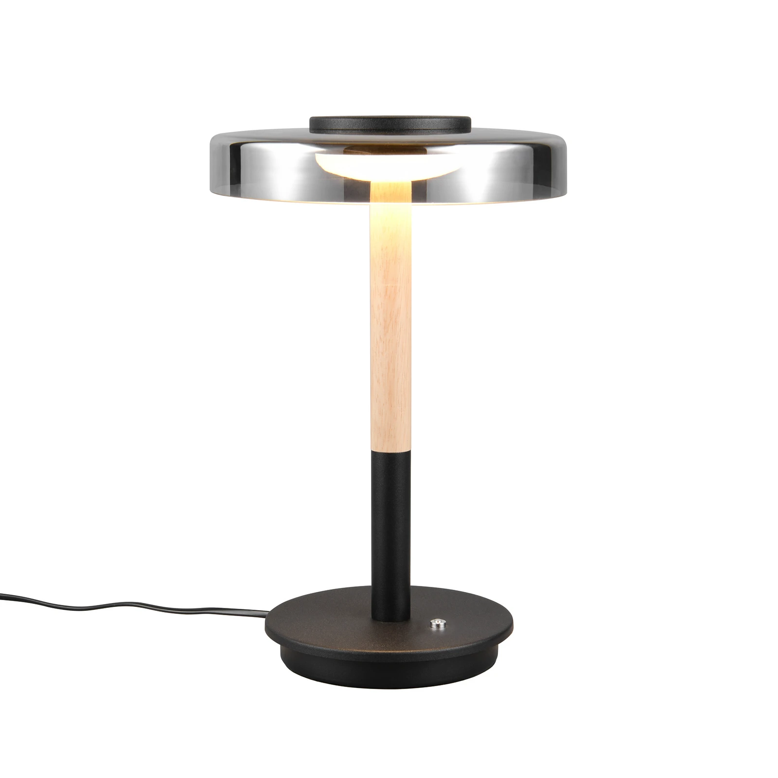 LED-pöytävalaisin Celeste kromi/puu 35 cm lasi/metalli Touchdim