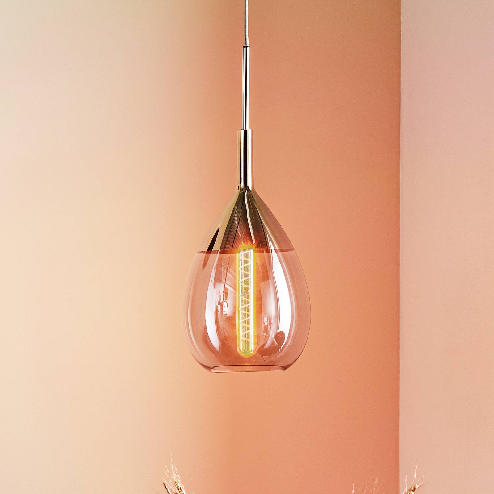 Ebb & flow lute függő lámpa platina, üveg szürke