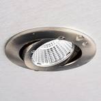 LED recessed ceiling light Dione, IP44, 4,000 K, nickel, dimmable