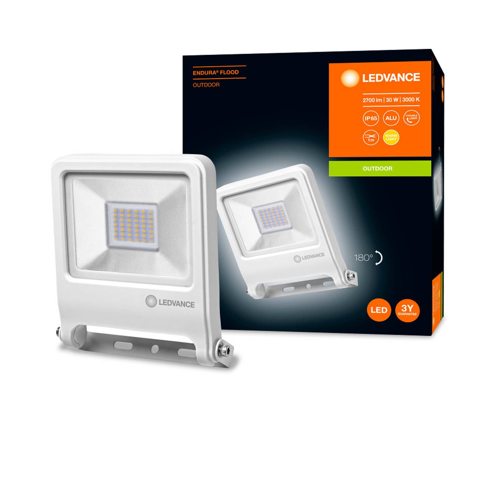 LEDVANCE Endura Flood LED outdoor spot white 30 W, aluminium, glass, 30 W, energy efficiency: F, W: 17 cm, H: 19.3 cm