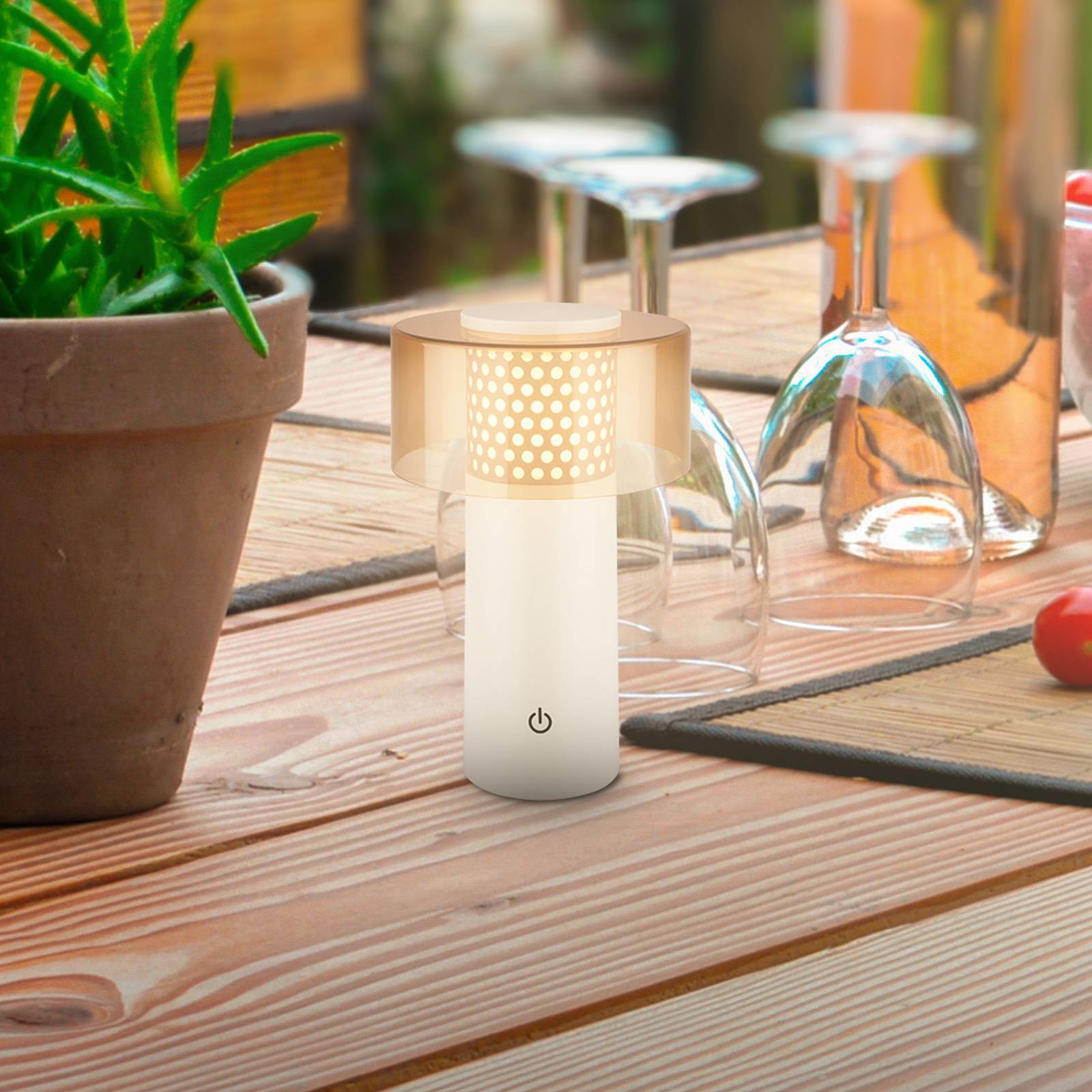 LED-Akku-Tischlampe Brilo unplugged Gila, braun/grau, 21 cm günstig online kaufen