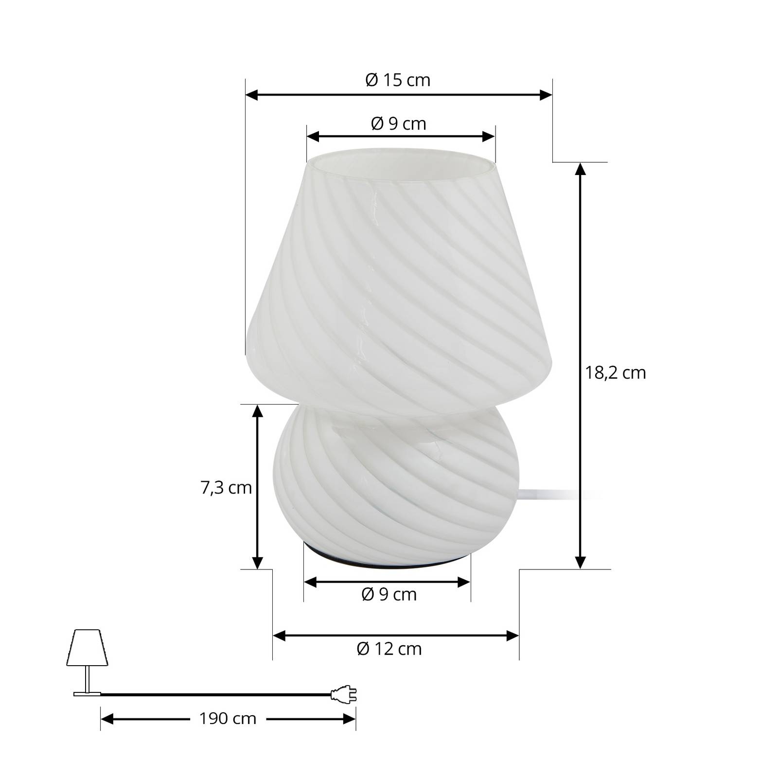 Lampa stołowa Lindby Andriana, biała, szkło, Ø 15 cm