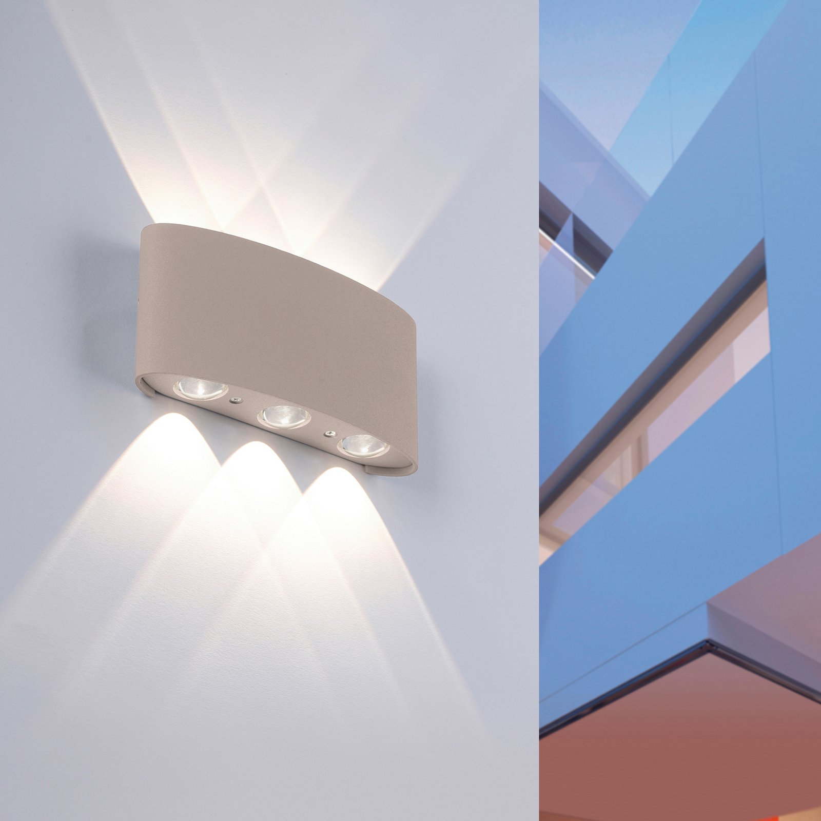 Paul Neuhaus applique da esterni LED Carlo, 17 cm, color sabbia