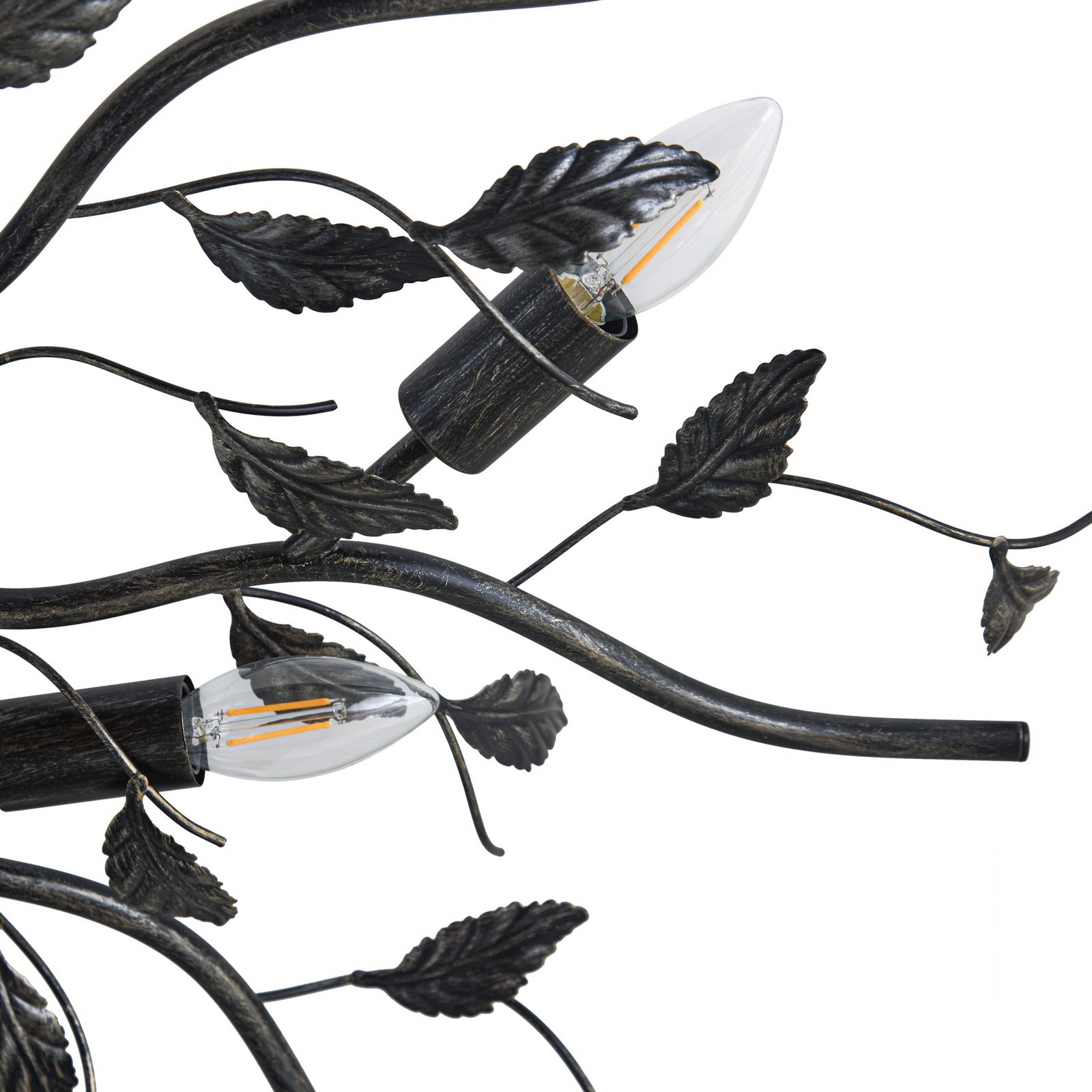 Lindby Deckenlampe Yos, 10-flg., 95 cm, schwarz-kupfer, E14 Lindby Deckenlampe Yos, 10-flg., 95 cm, schwarz-kupfer, E14