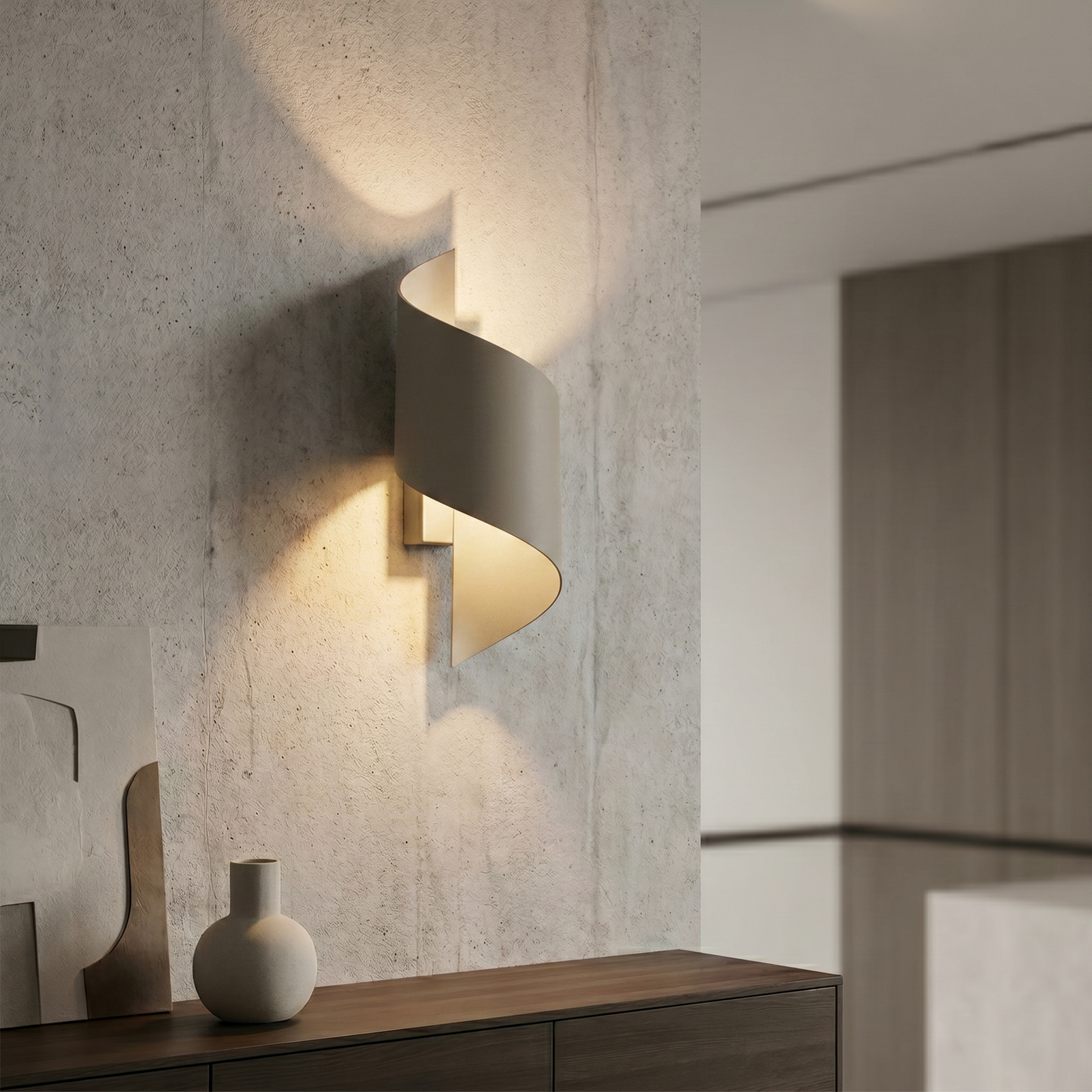 Vegglampe SPINER, beige, høyde 30 cm, metall, G9 Vegglampe SPINER, beige, høyde 30 cm, metall, G9