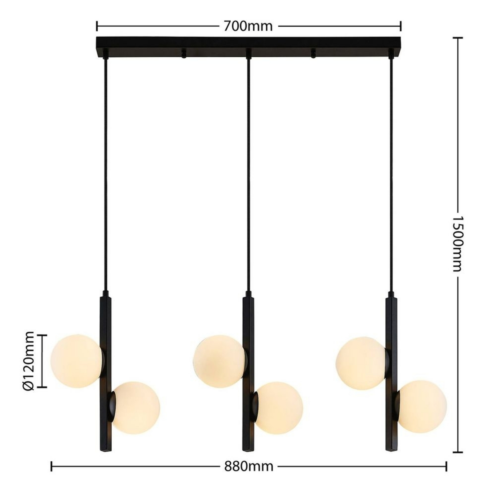 Emarin 3 Candeeiro Suspenso Black/Opal - Lucande