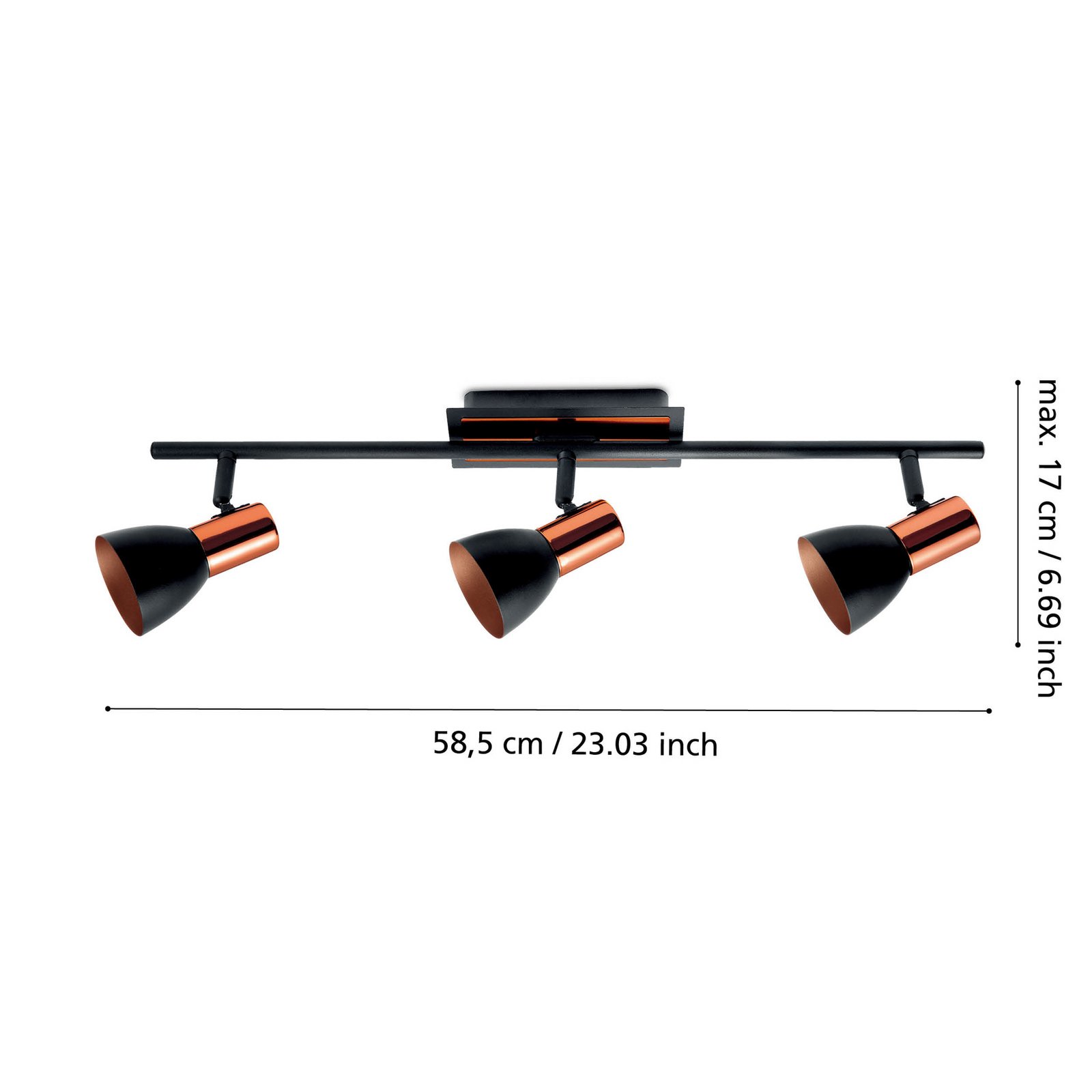 Barnham LED downlight, length 58.5 cm, black/copper Barnham LED downlight, length 58.5 cm, black/copper