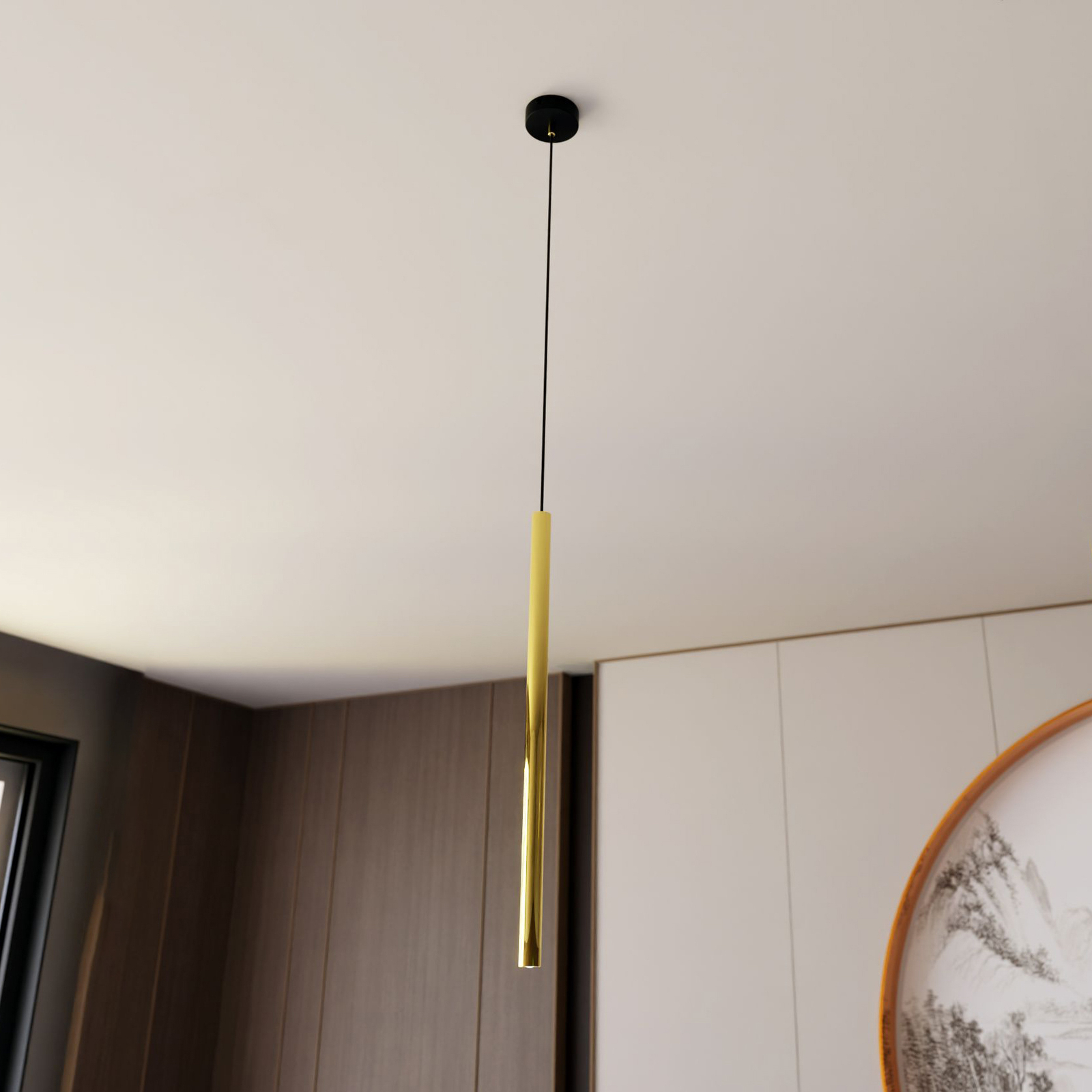 Hanglamp Selter, goudkleurig, 1-lamp, metaal