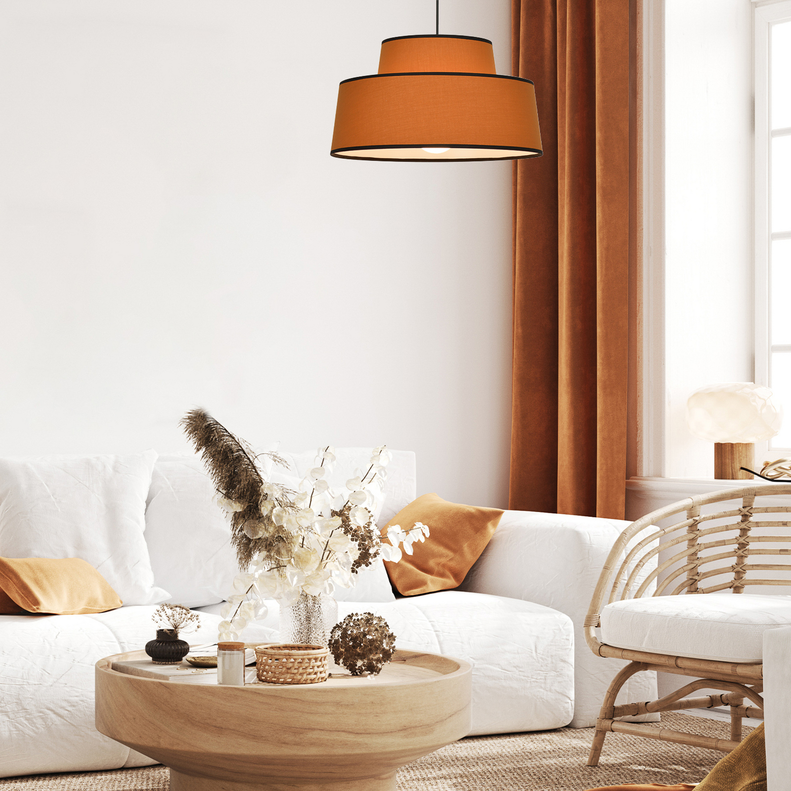 Lampa za vješanje Mallorca, karamela, Ø 38 cm, pamuk - Corep SAS Lampa za vješanje Mallorca, karamela, Ø 38 cm, pamuk - Corep SAS