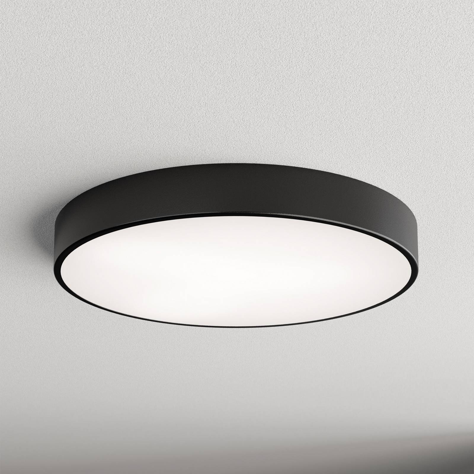 TEMAR LIGHTING Plafonnier Cleo diffuseur de verre, noir, Ø 60cm