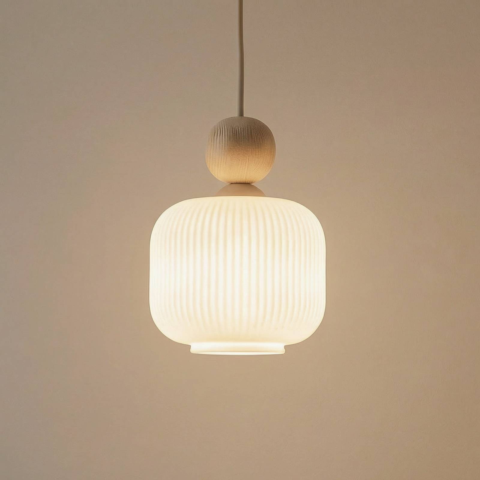 TK Lighting Suspension Ballo, à 1 lampe, blanc, verre, Ø 15 cm, E14