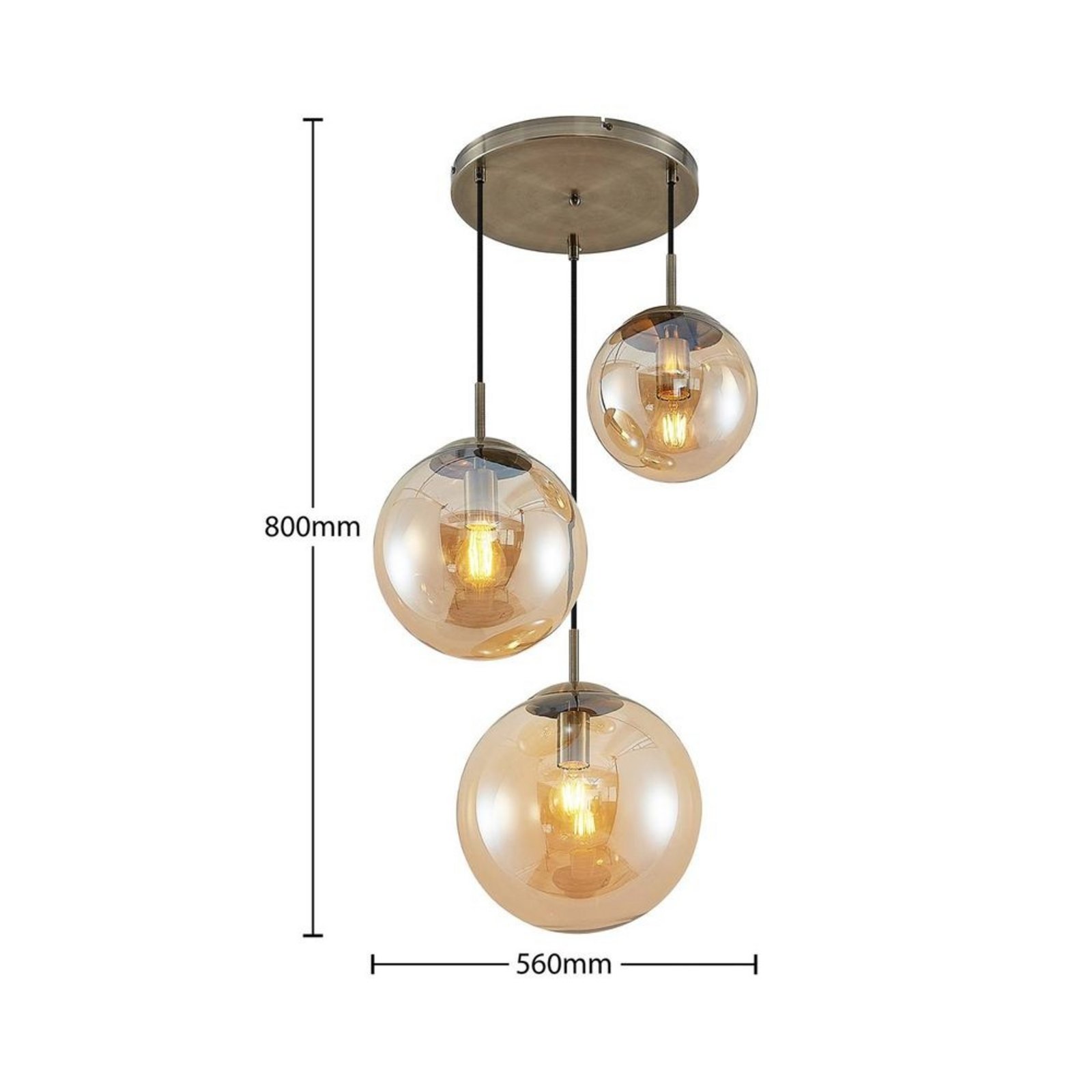 Teeja 3 Cluster Candeeiro Suspenso Amber - Lindby