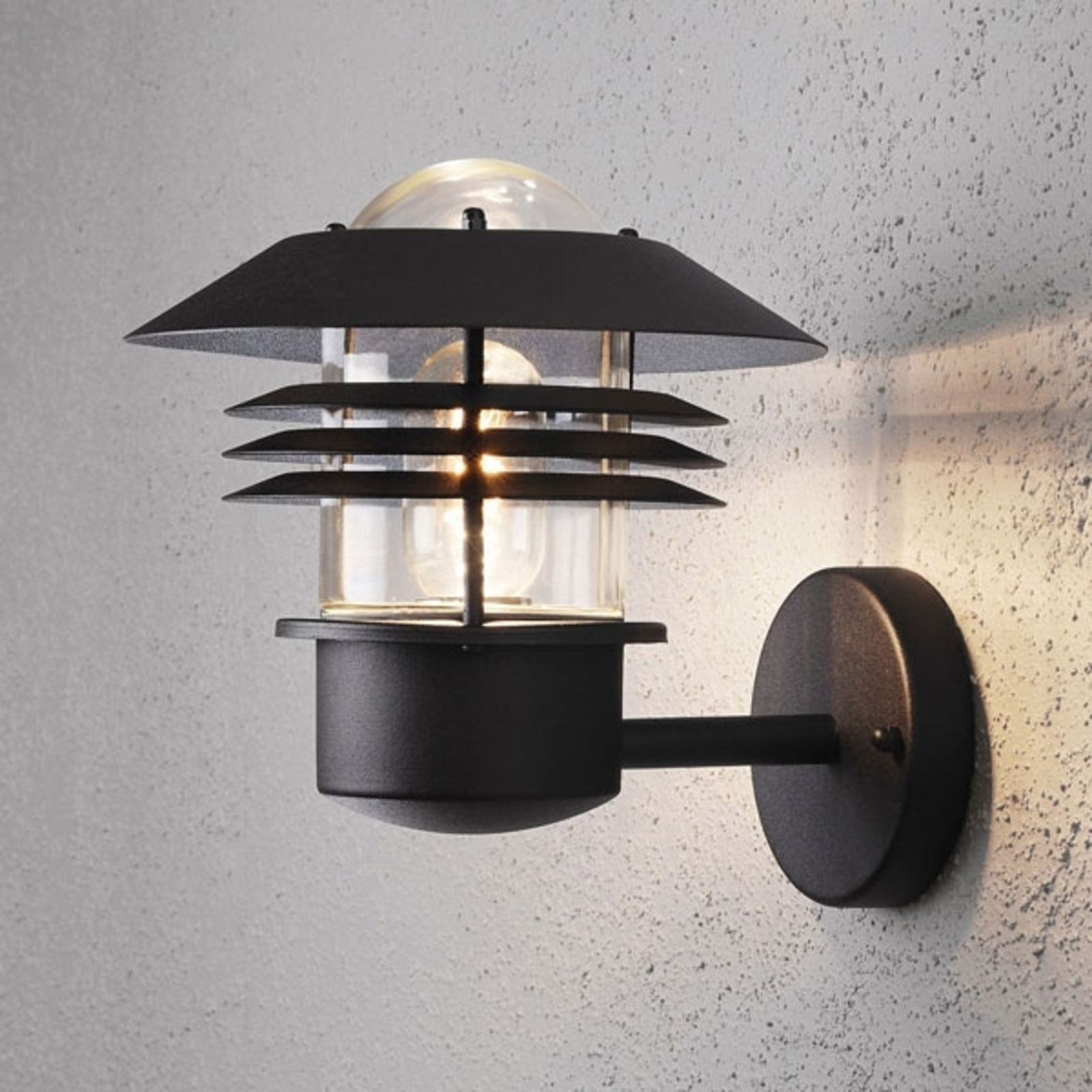 Konstmide New Modena outdoor wall light, lantern, E27, black, metal, glass, E27, 60 W, energy efficiency: A++, W: 21 cm, H: 25 cm