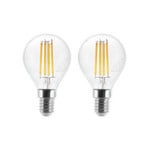 LED žárovka E14 P45, 4W, čirá, 2 700K, stmívatelná, sada 2 kusů