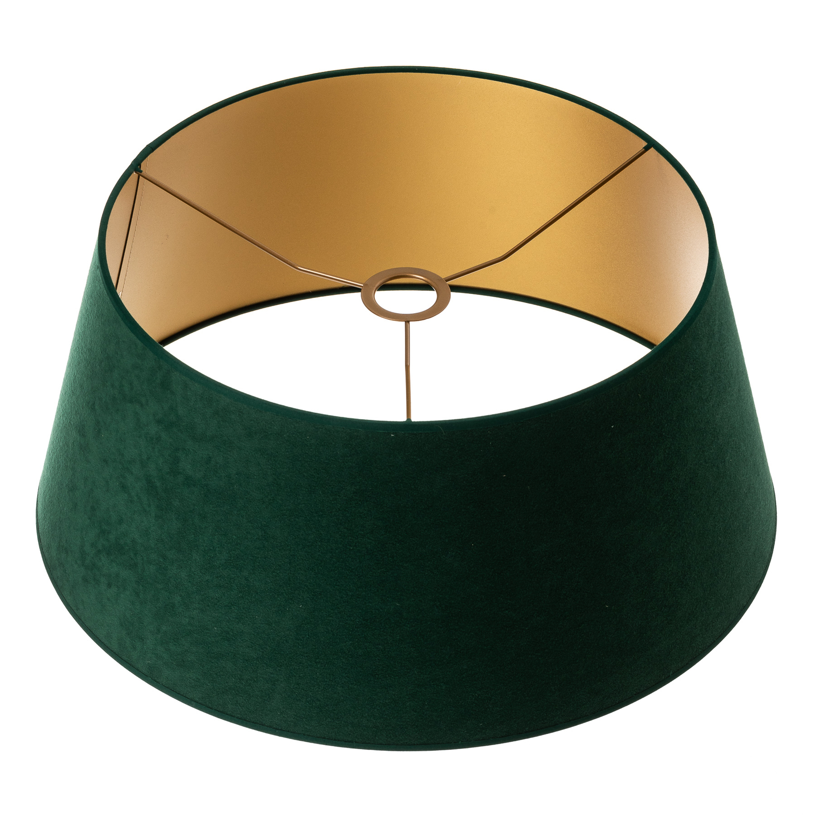 Abajur em forma de cone, altura 22,5 cm, verde escuro/dourado