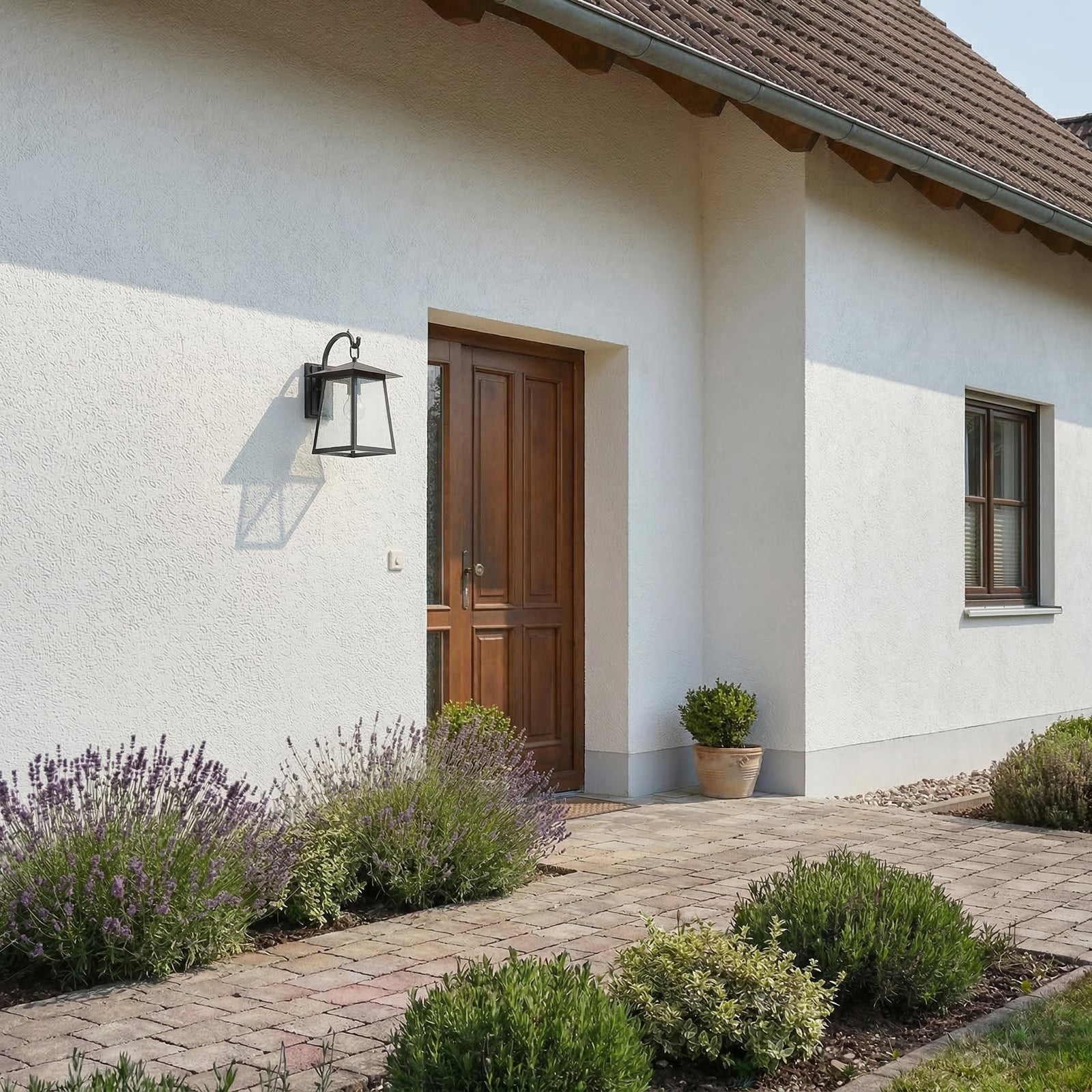 Lucande Vonkajšie nástenné svietidlo Xavon, čierne, lucerna, E27, IP44