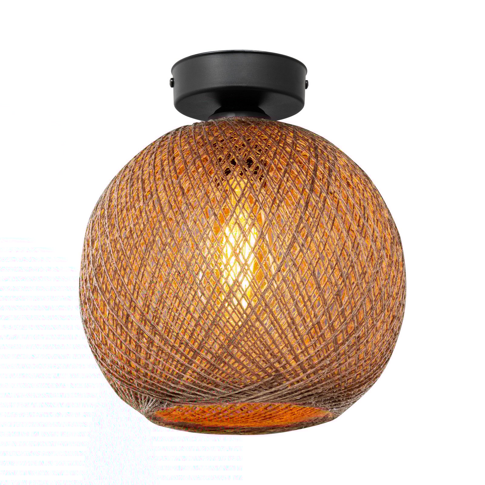 Таванна лампа Yumak, кафява, Ø 26 cm, въже, 1-светлинна Таванна лампа Yumak, кафява, Ø 26 cm, въже, 1-светлинна