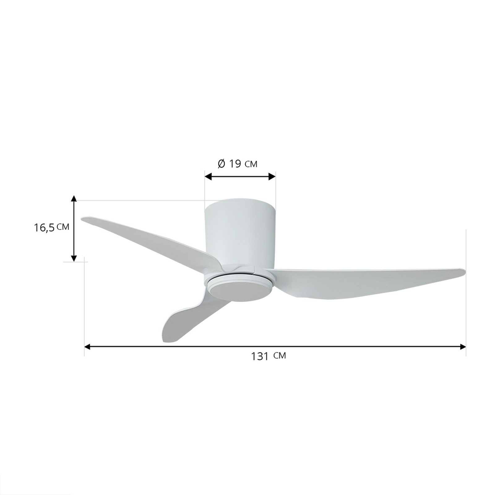 Stropní ventilátor Lindby Aulo, bílý, DC, tichý, Ø 123 cm