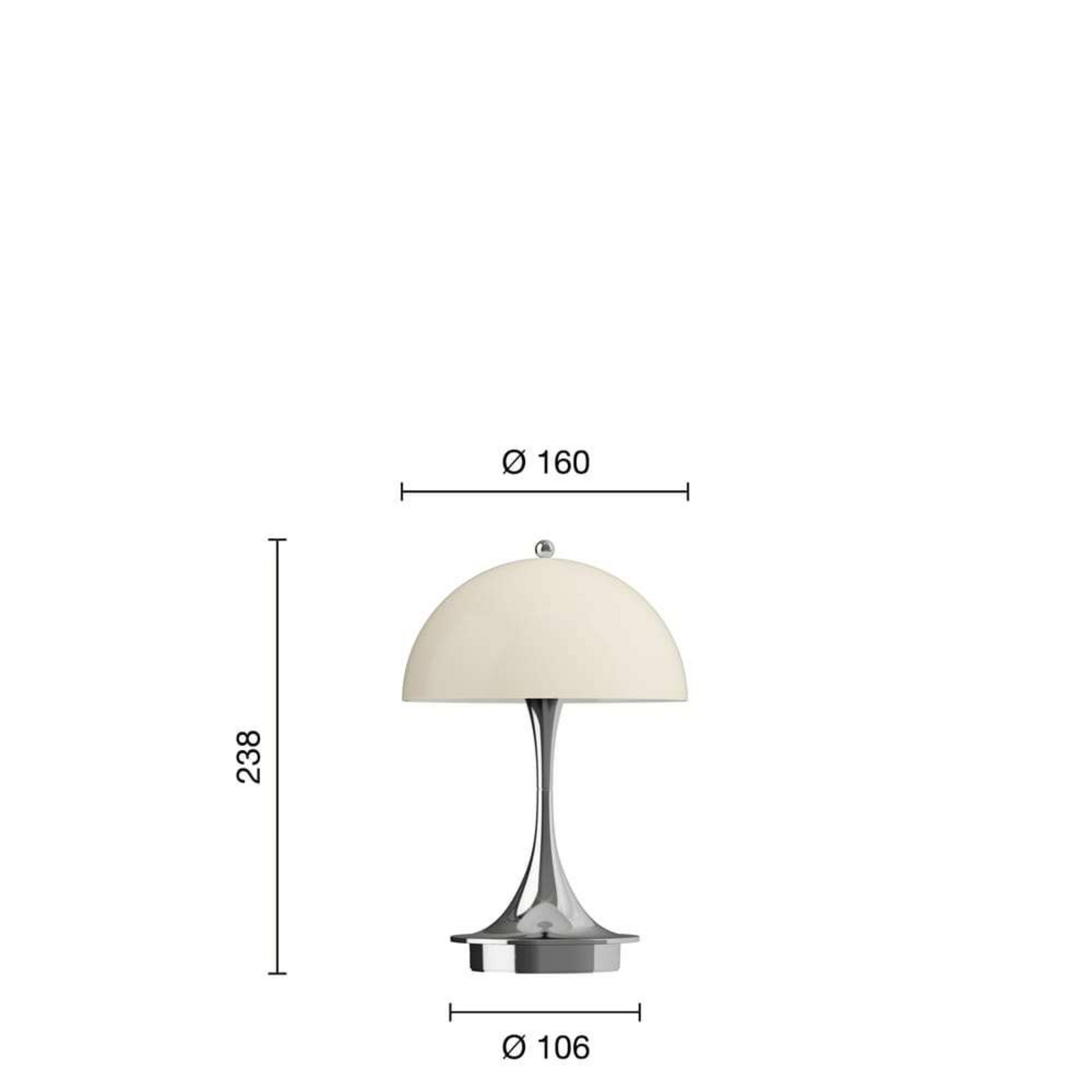 Panthella 160 Portátil Candeeiro de Mesa V3 Cromado Opala Bege - Louis Poulsen