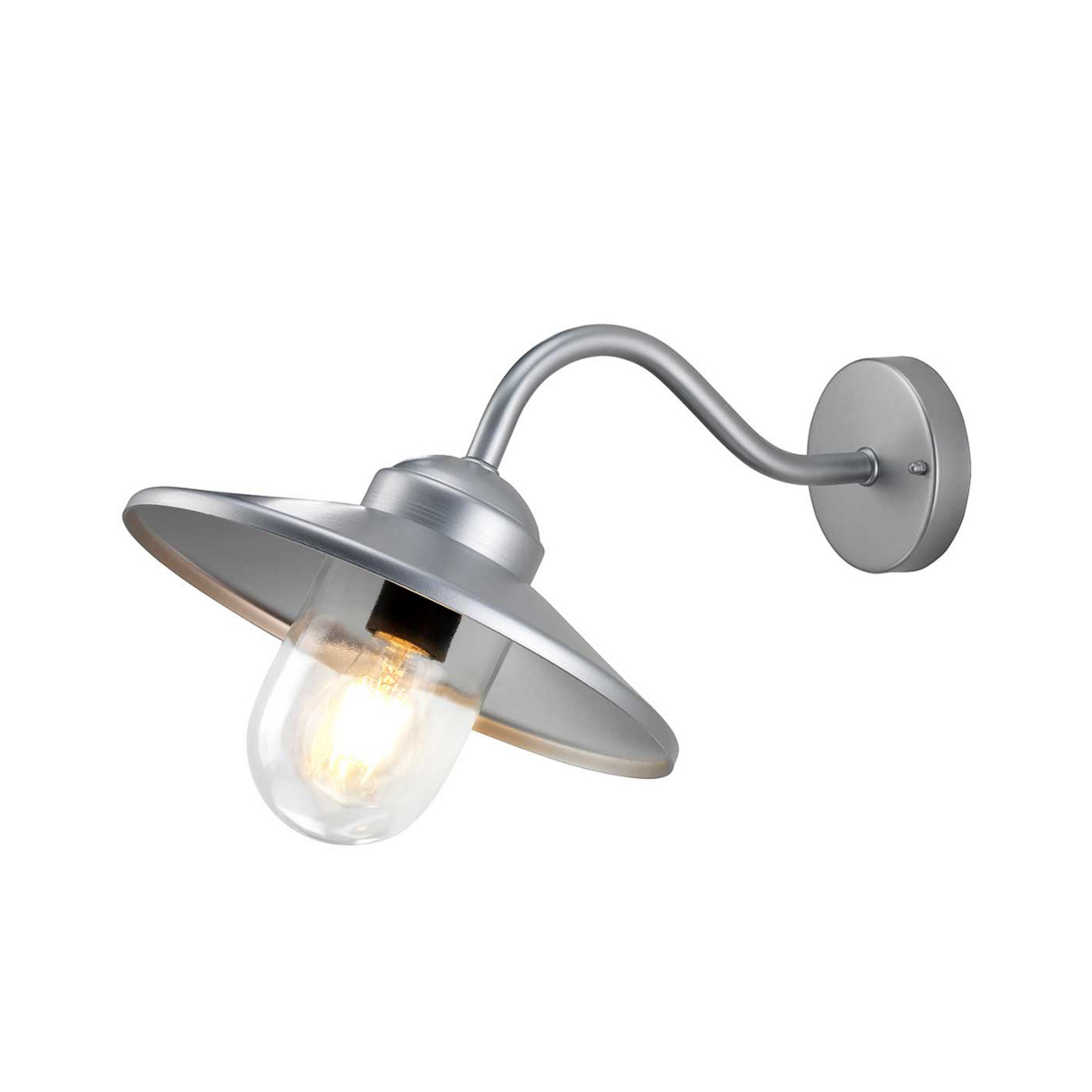 Klampenborg outdoor wall lamp, silver, stainless steel, IP44 - Elstead