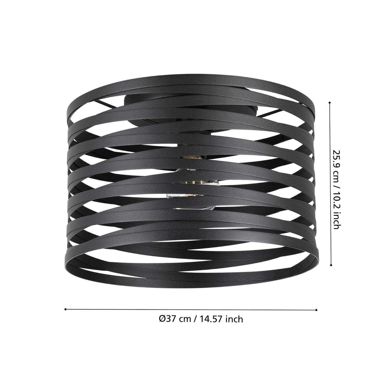 Plafón Cremella, Ø 37 cm, negro, acero